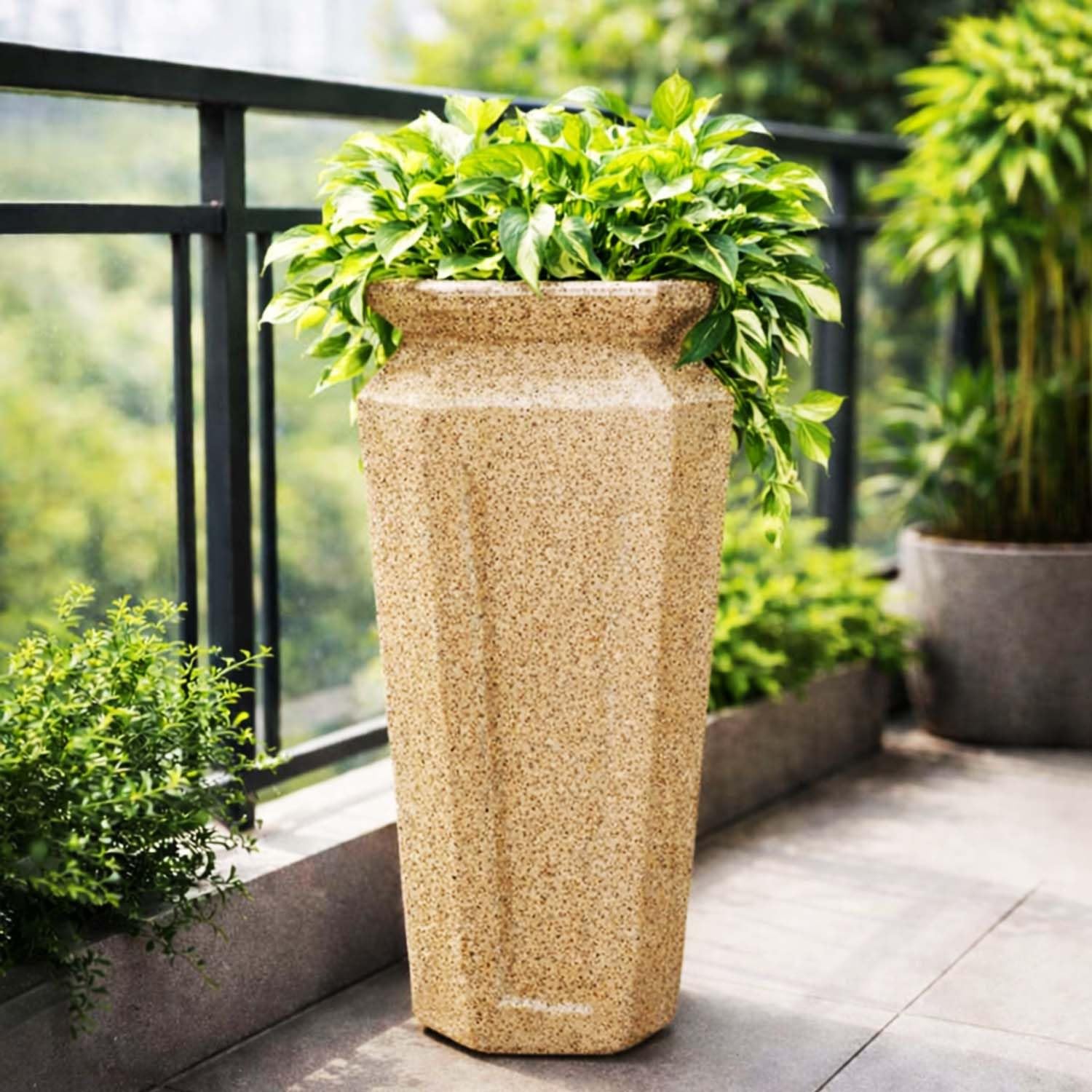 Amazon Brand - Umi Tall Decorative Pot for Indoor Outdoor Use (24 Inch, Brown) | Premium Polymer Sandstone-Texture Planter | Lightweight, Durable & Weather-Resistant Flower Pot for Home Garden Décor-image-21