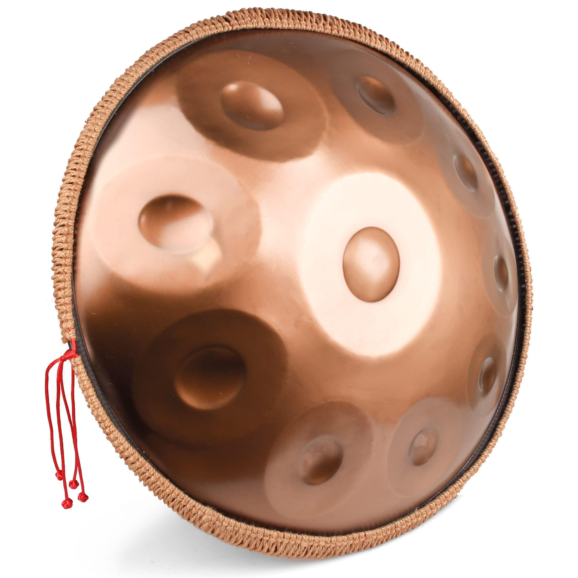 Handpan w tonacji d-moll, instrument perkusyjny, 10 nut, 22 cale, stalowy bęben Handpan dla dorosłych, koncertowy, złoty, z torbą transportową