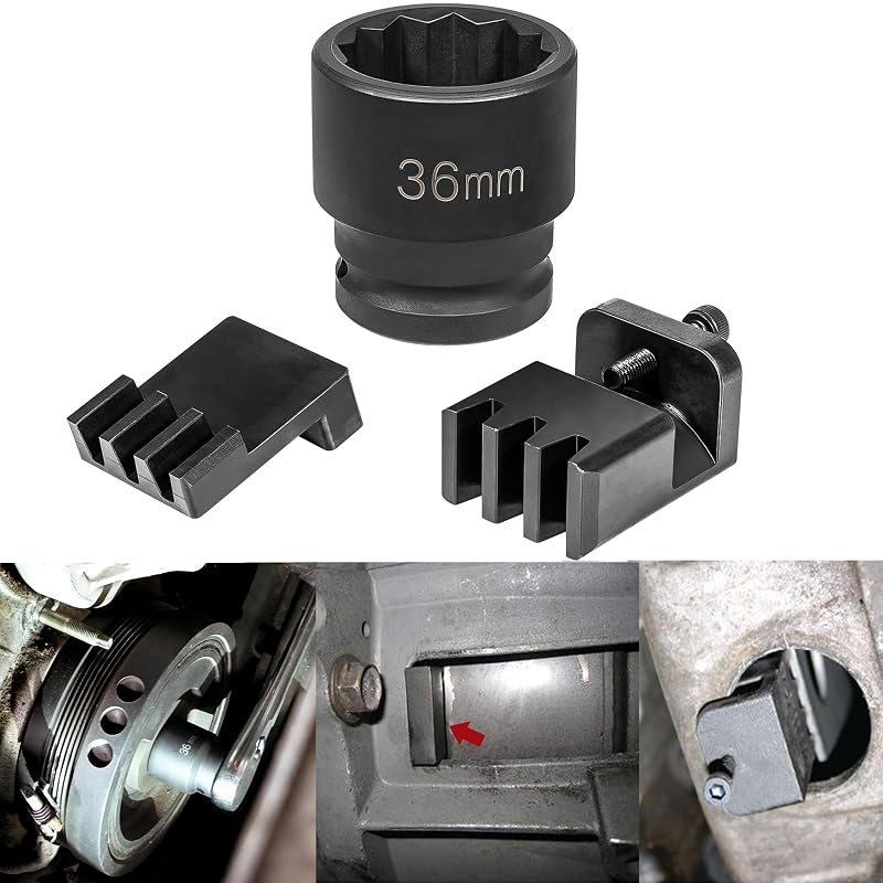 Sunluway 22100 Ferramenta de Travamento do Volante do Motor com Soquete de 36 mm, 12 Pontos e Encaixe de 19,05 mm (3/4 pol.) para Motor 6.6L Duramax