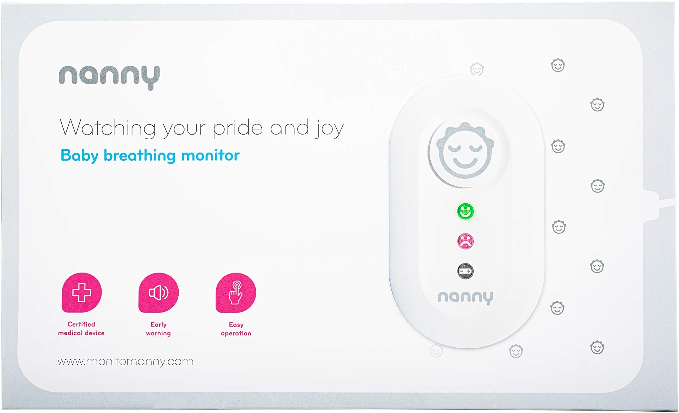 JABLOTRON™ Nanny Monitor BM-02 Babyphone - Respiration Monitor / Sensor Breathing Monitorfor Babies with 2x Sensor Mats - Monitor your Child's Breathing - Made in the EU