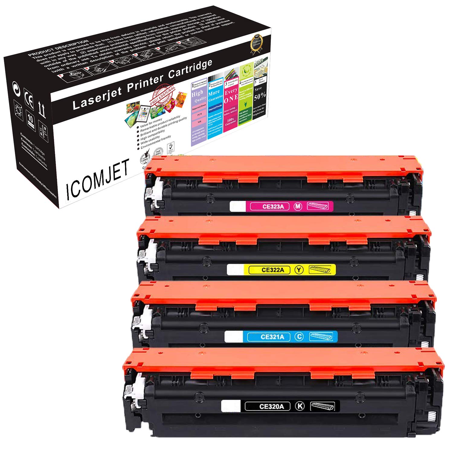 Compatible Toner Cartridge Replacement for HP 128A CE320A Work for HP Laserjet Pro CM1411fn CM1412tn CM1413fn CM1415fn CM1415fnw CM1416fnw CM1417fnw CP1521 CP1525n CP1525nw CP1526nw CP1527nw