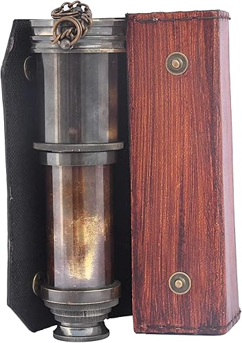 Miniatura 4 de WOANIN 1915 London Brass Maritime - Telescopio pirata vintage de cristal espía 15x, telescopio pirata funcional de latón y visión clara, maravilloso