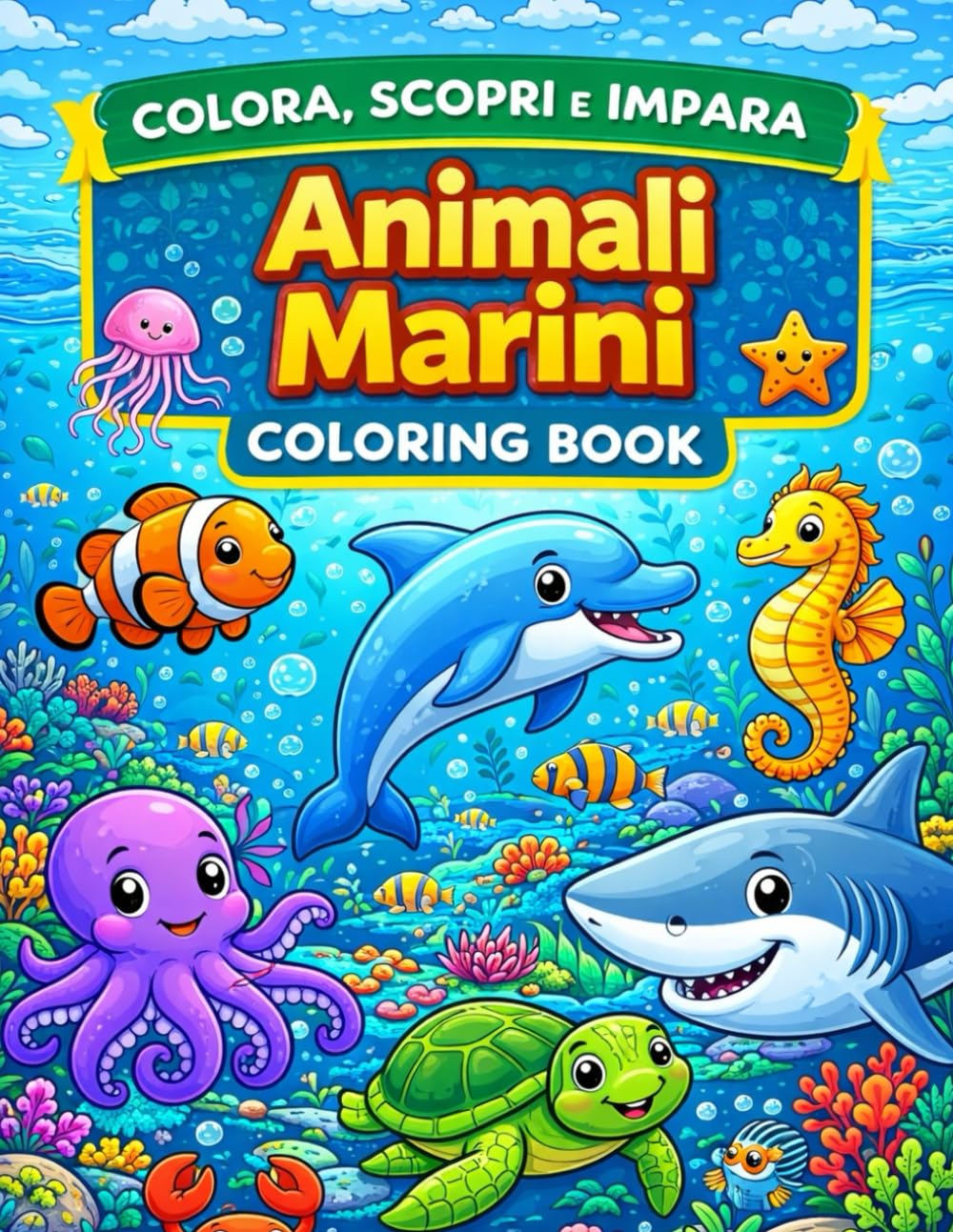 Il Mondo degli Animali Marini – Colora, Scopri e Impara Libro educativo da colorare per bambini con animali del mare: Colora, Scopri e Impara Libro ... colorare per bambini con 40 animali del mare