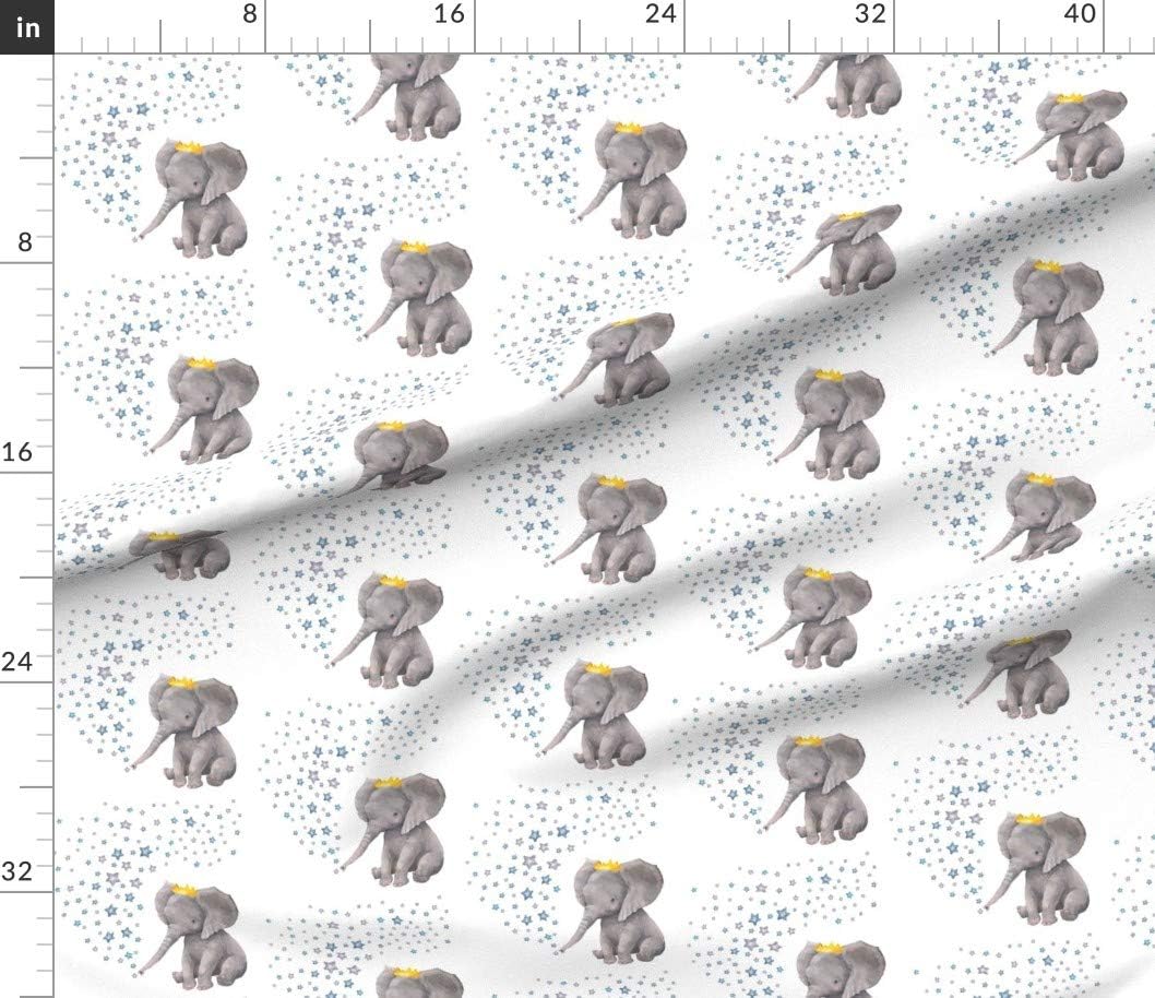 Spoonflower Fabric - Boy Elephant Stars Mix & Match Nursery Grey Blue Printed on Petal Signature Cotton Fabric by The Yard - Sewing Quilting Apparel Crafts Decor