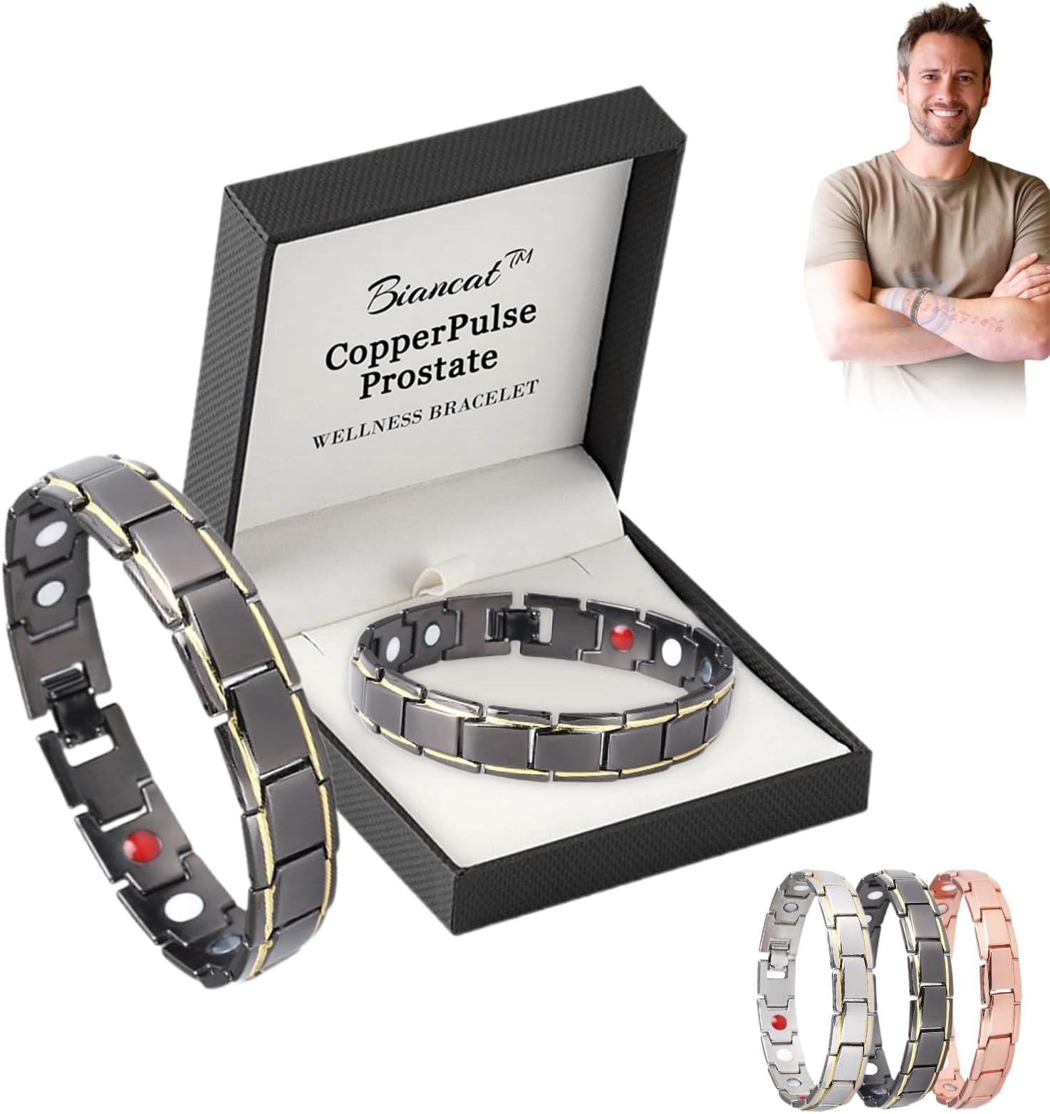 Copper Pulse Prostate Wellness Band, Magnetic Copper Prostate Band, Magnetic Prostate Band, Copper Band (Black)