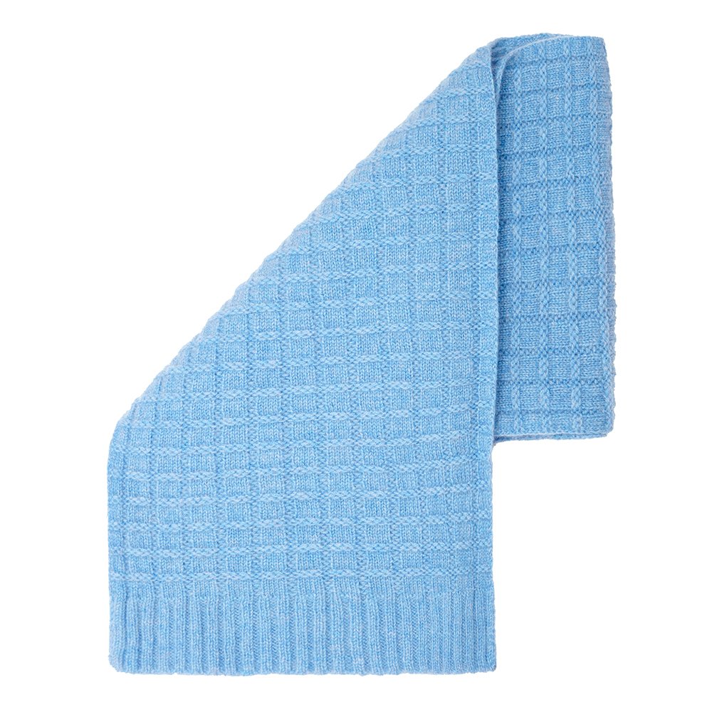 Bufanda de pura cachemira a cuadros. azul Talla única