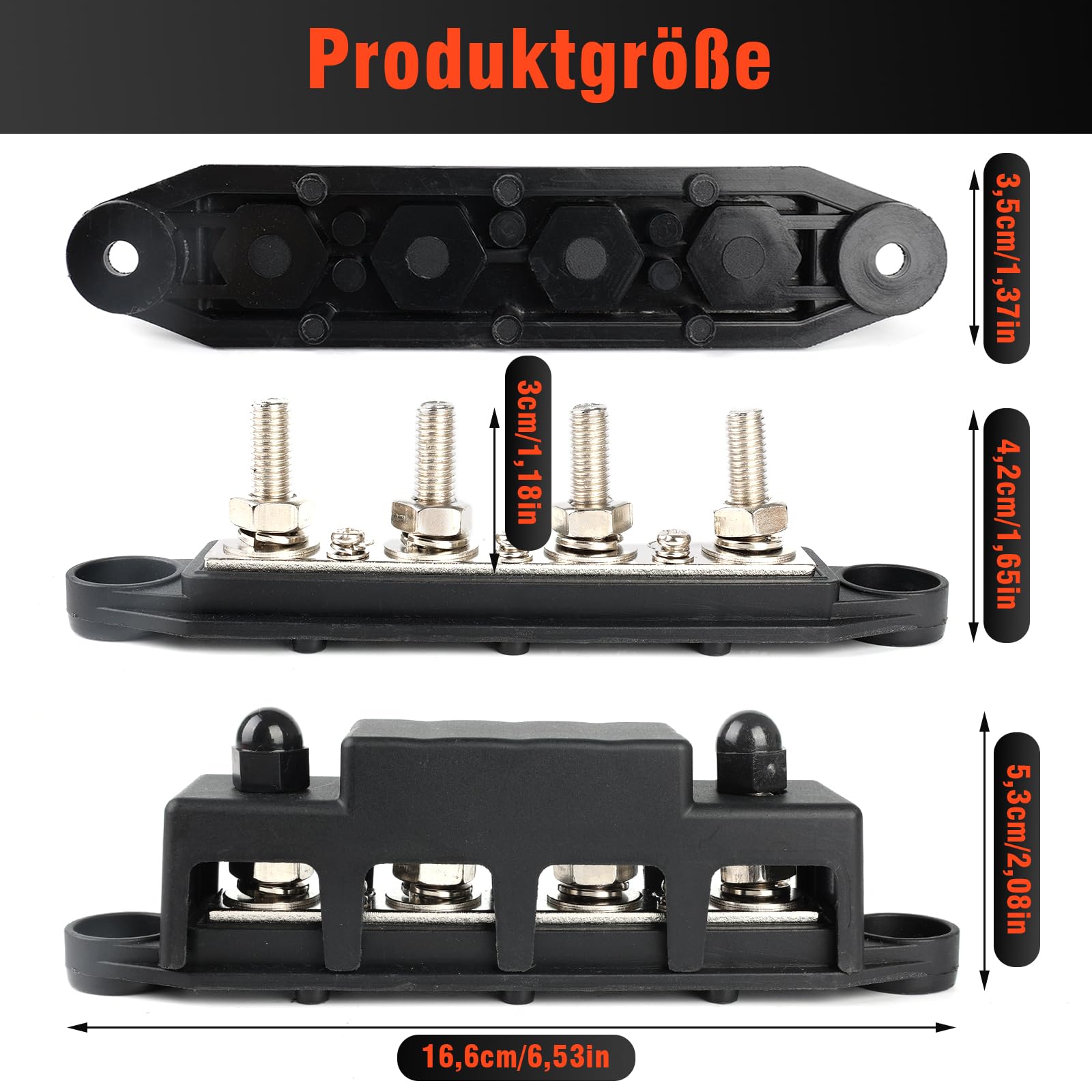 Sammelschiene 12V, 2 Stück 12V-48V DC Sammelschienen Verteilerblock, 250A Busbar M8 x 4 Bolzen Anschlussblock Automotive Marine Sammelschiene Block 12V mit Deckel für Auto RV Boat Yacht