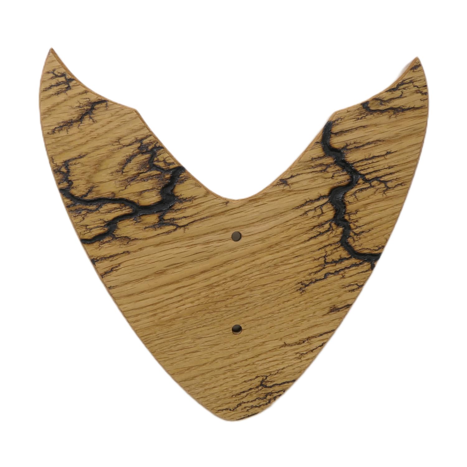 Unikat - Gitarren Wandhalter - Gitarrenwandhalterung Eiche mit Lichtenberg Gravur 23,5x23,5cm - Gitarrenhalter Schwarz Modell DARK LINES SEVEN
