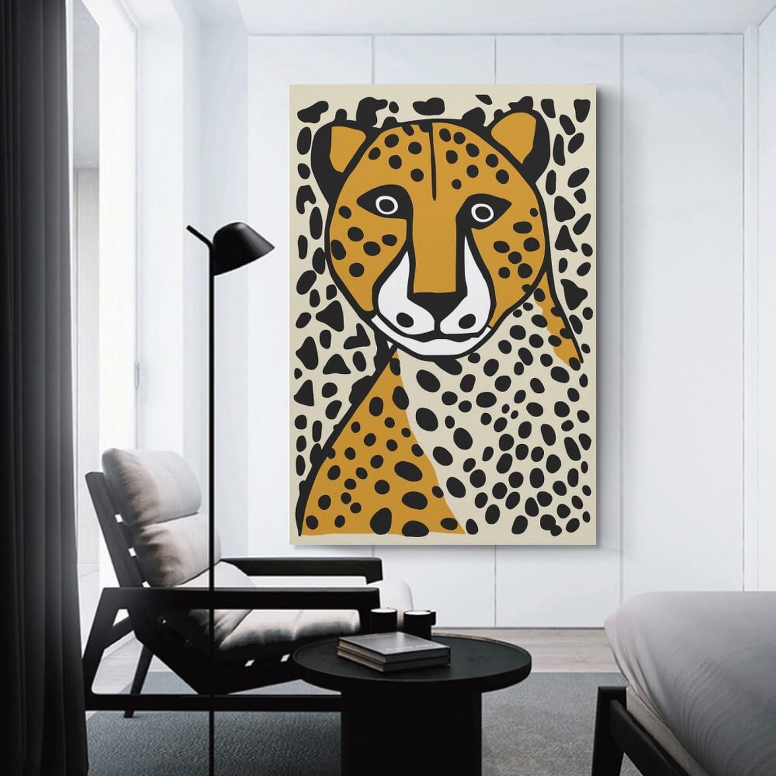Junmoney Canvas Wall Decor Wildlife Cheetah Portrait, 24x36inch(60x90cm), for Restful Interiors, Bedrooms Or Small Rooms, Canvas Wall Decor for Personal Spaces