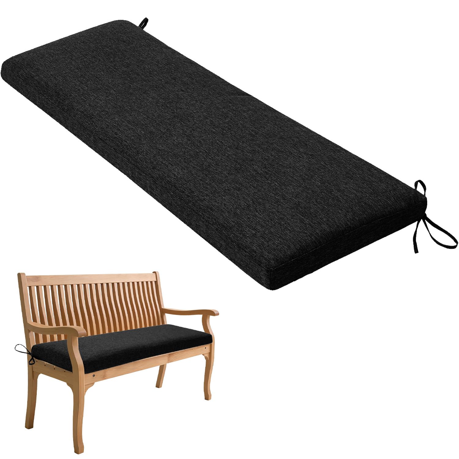 Coussin de banc antidérapant noir en lin contre les assises dures