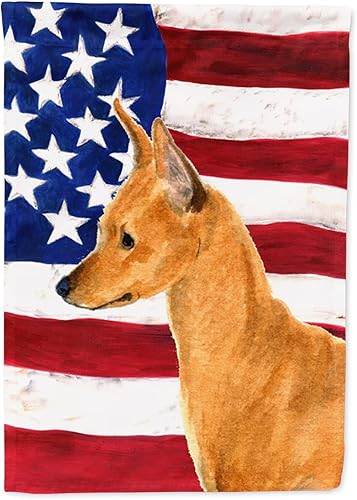 Miniatura 176 de Caroline's Treasures SS4017GF Bandera de Estados Unidos con Bulldog Inglés para jardín, bandera decorativa para patio exterior, patio, parterres,