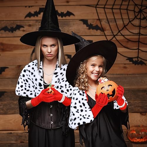 Miniatura 6 de Yaomiao Kids Girl 5 Pcs Halloween Faux Stole Accessories Set Black and White Scarf Red Gloves for 1920s Costume Cosplay Party