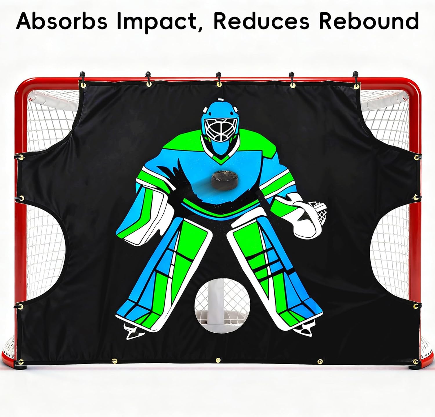 Ice Hockey Training Target - Durable Quick Install PVC Goalie for Shotting Accuracy Skill Development Suit Indoor Outdoor All Weather - for Youth Adults with 5 Hole - 1 Piece