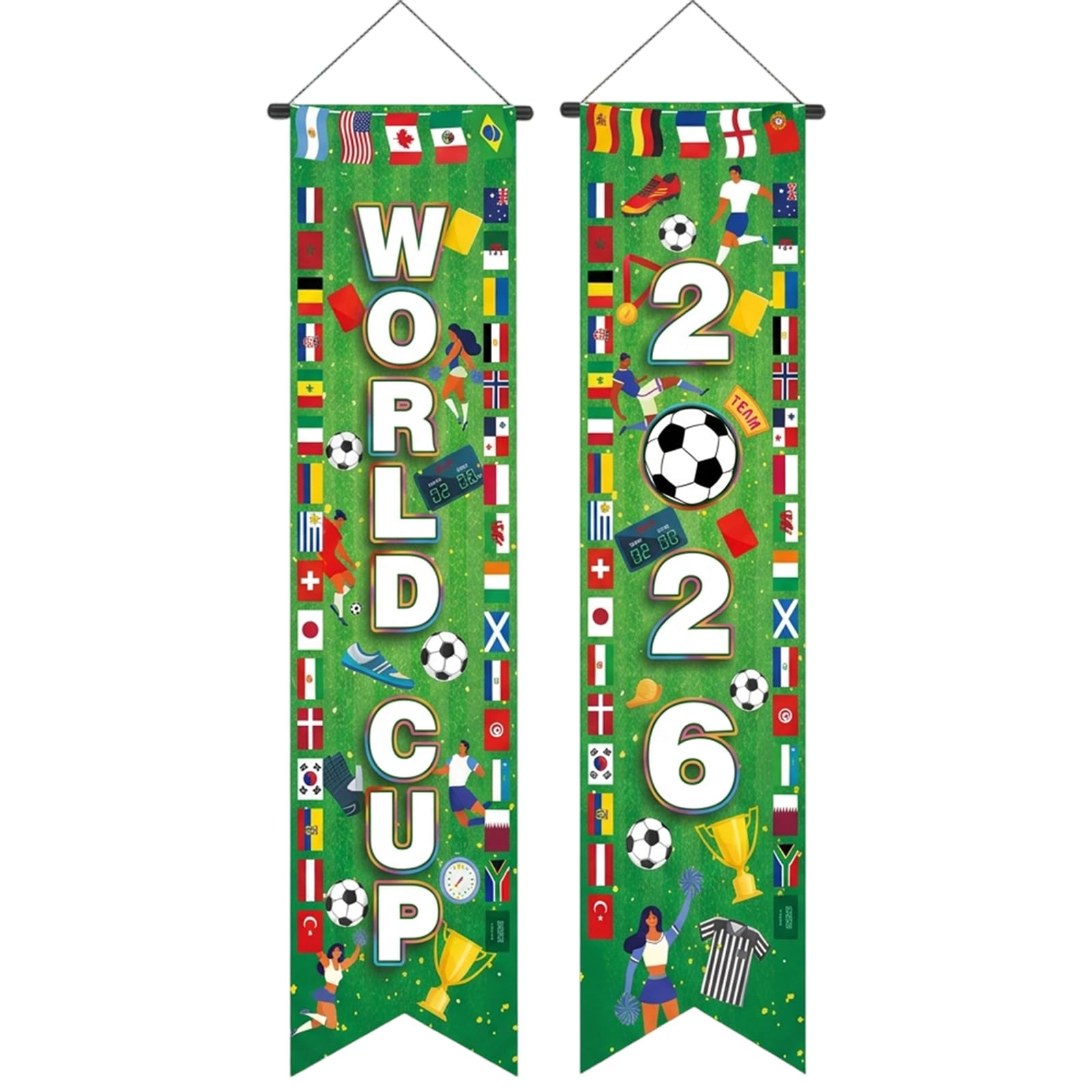 SrgPui World Football Cup Decorations Door Banner 2026, Soccer Hanging Curtain Banner, Sports Event Porch Front Door Backdrop, Home Wall Indoor Outdoor Party Decor