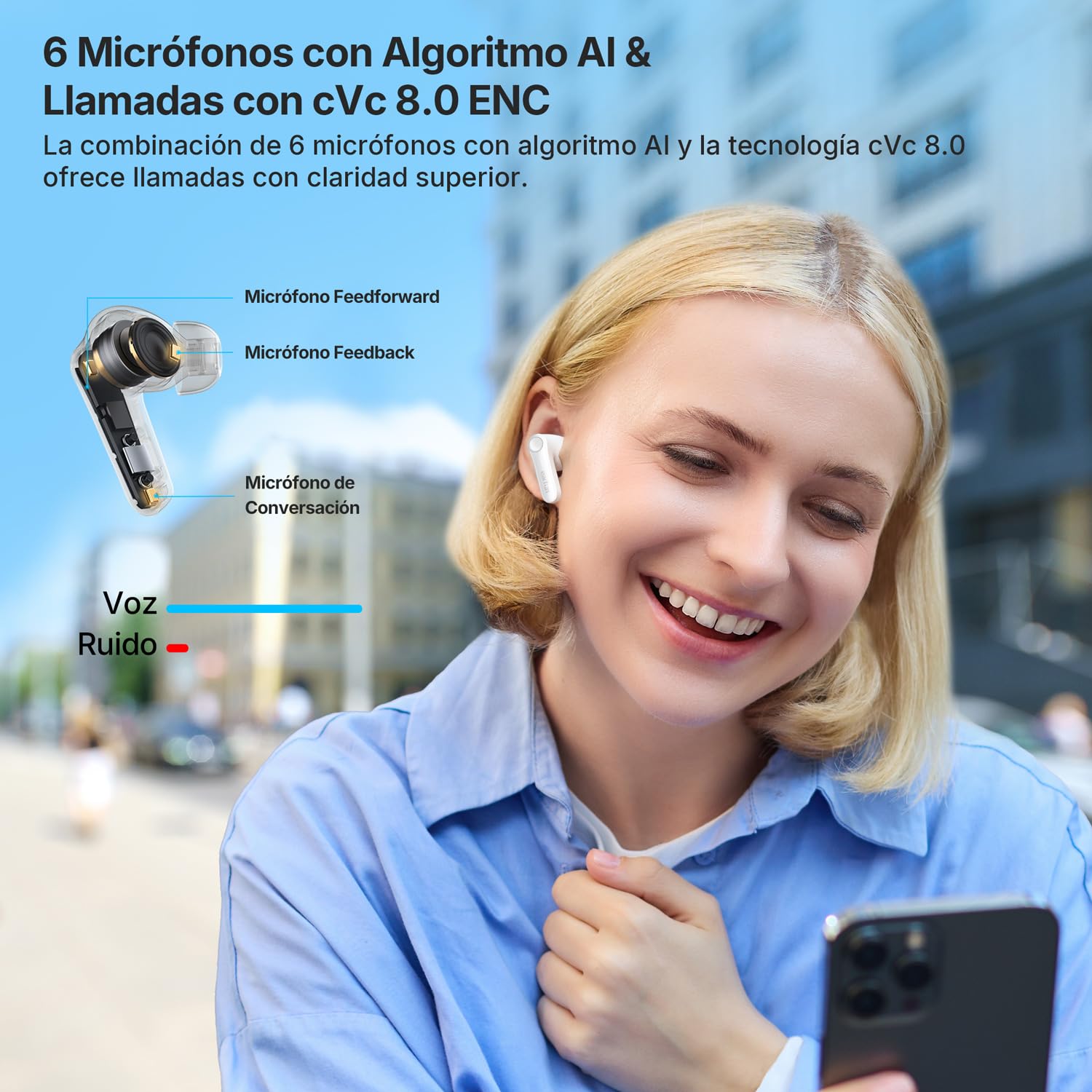 EarFun Air Pro 4 Auriculares con Cancelación de Ruido | Hi-Res Audio, LDAC, Qualcomm aptX Lossless, IA y 6 Mics, 52H, Carga Rápida, Audio Espacial, Detección Intraural, Blanco