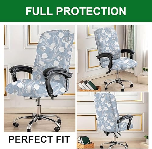 Miniatura 4 de FUANGUI Funda para silla de oficina estampada, funda elástica para silla de computadora, funda universal para silla giratoria de escritorio con
