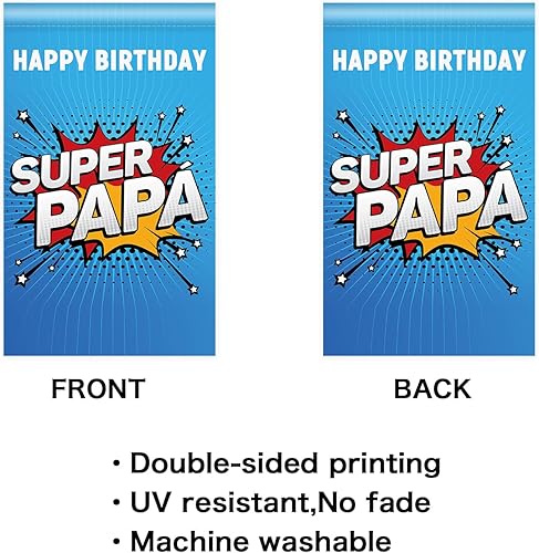 Miniatura 3 de Super PAPA - Bandera vertical de poliéster de doble cara, letrero de feliz cumpleaños para papá, decoración al aire libre, 12 x 18 pulgadas