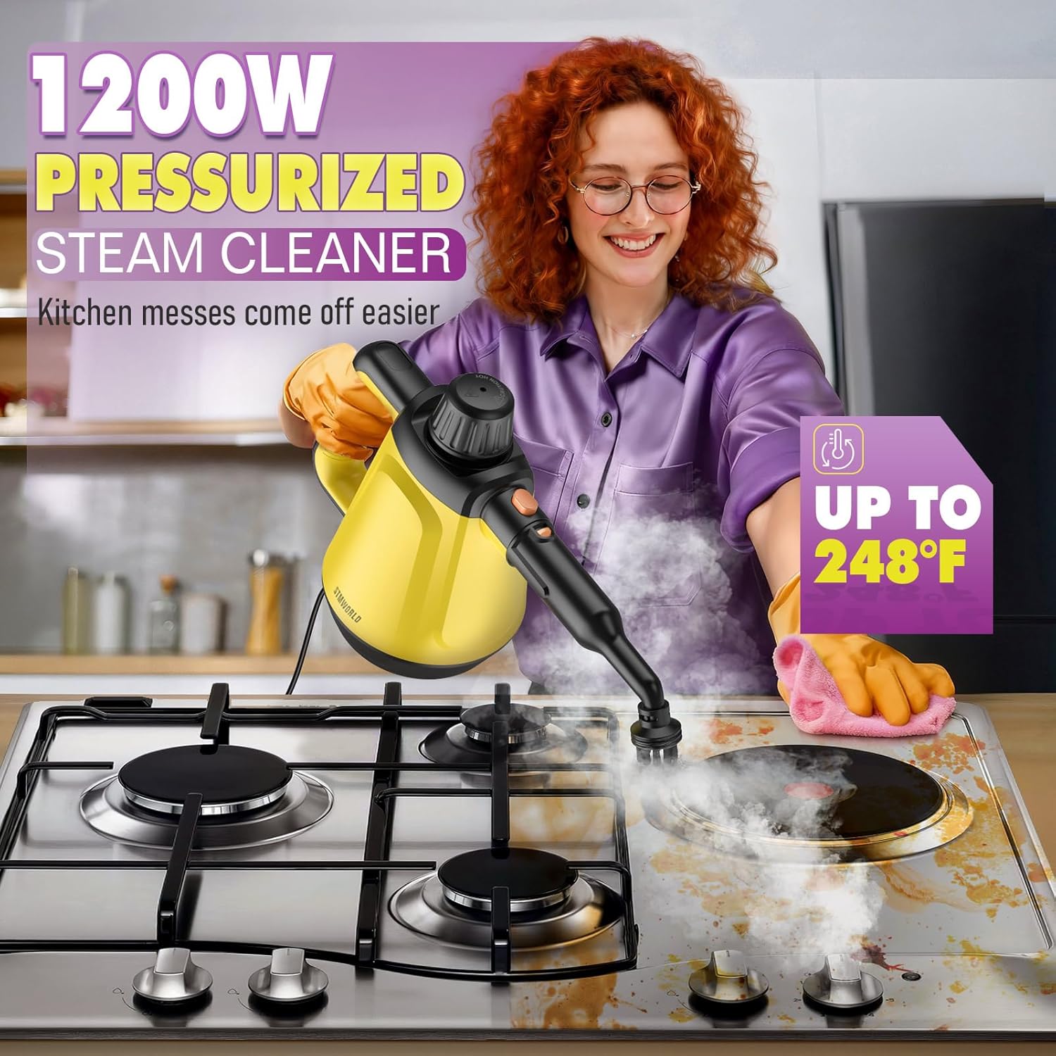 Steam Cleaner, Deep Cleaning Steam Cleaner for Home, 1200W Handheld Steam Cleaner with 10 Tools, Natural Steamer for Cleaning, Handheld Steamer for Bathrooms, Kitchens, Windows, Shower, Grout,Tile,Car - Image 2