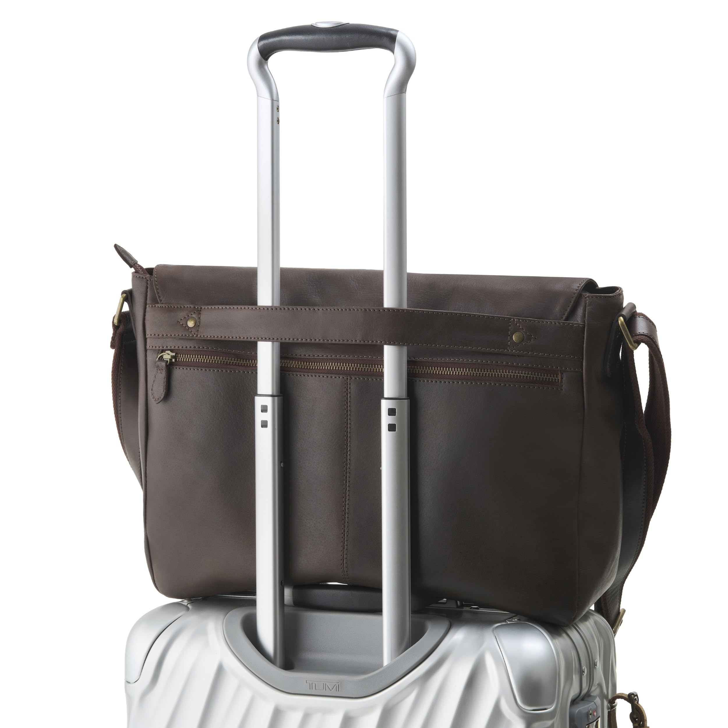 DRAKENSBERG 16" Leder Kuriertasche 'Leon' für Herren & Damen - Laptop Messenger Bag mit Koffer-Befestigung, 9L
