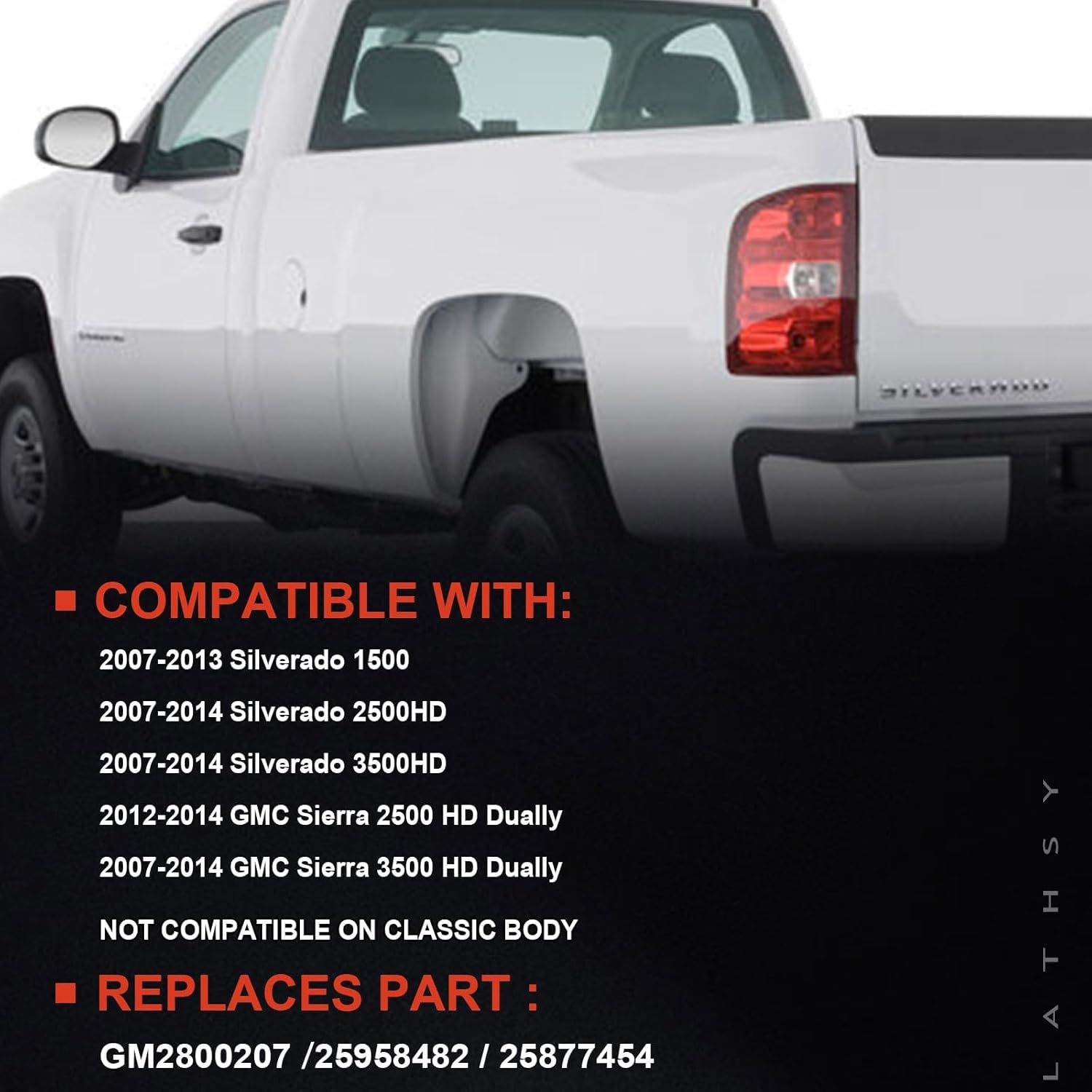 Tail Light Assembly Compatible With 2007-2013 Chevy Silverado 1500 2500HD 3500HD GMC Sierra 2500 HD 3500 HD (Red Border, Left Driver Side)