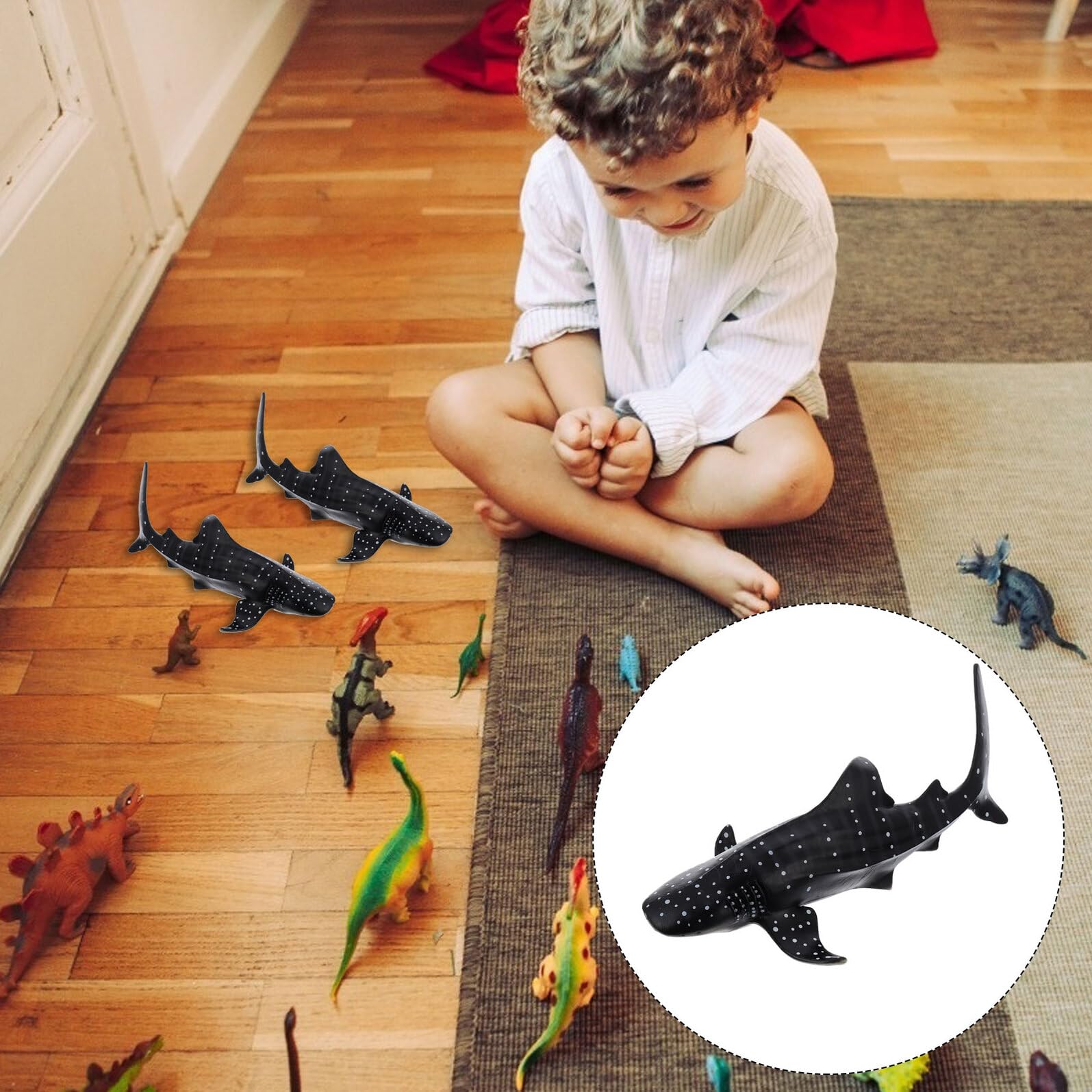 Figura de Tiburón Ballena Negra de Plástico, Modelo Infantil