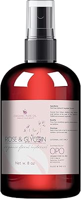 Rosewater Glycerin Mist Toner Bulk Spray Facial Body Floral Cleanser 100% Pure Rose Hydrosol and Vegetable Glycerine Moisturizing Cleansing Toning Mix for Face Skin Hair Body (8 Ounces)