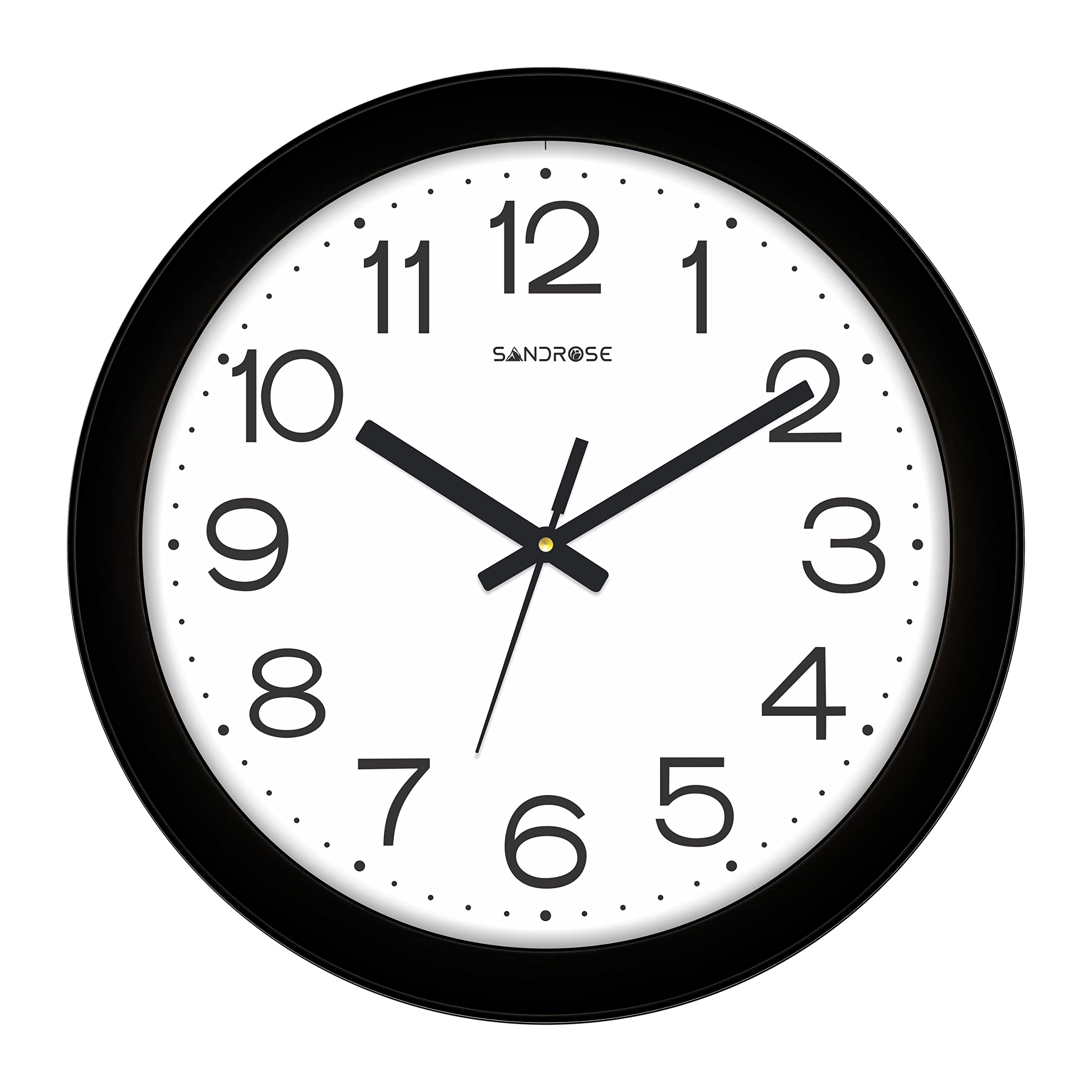 SANDROSE 10 inch Style Plastic Wall Clock with Glass for Home/Kitchen/Living Room/Hall/Bedroom/Office with Glass - (White