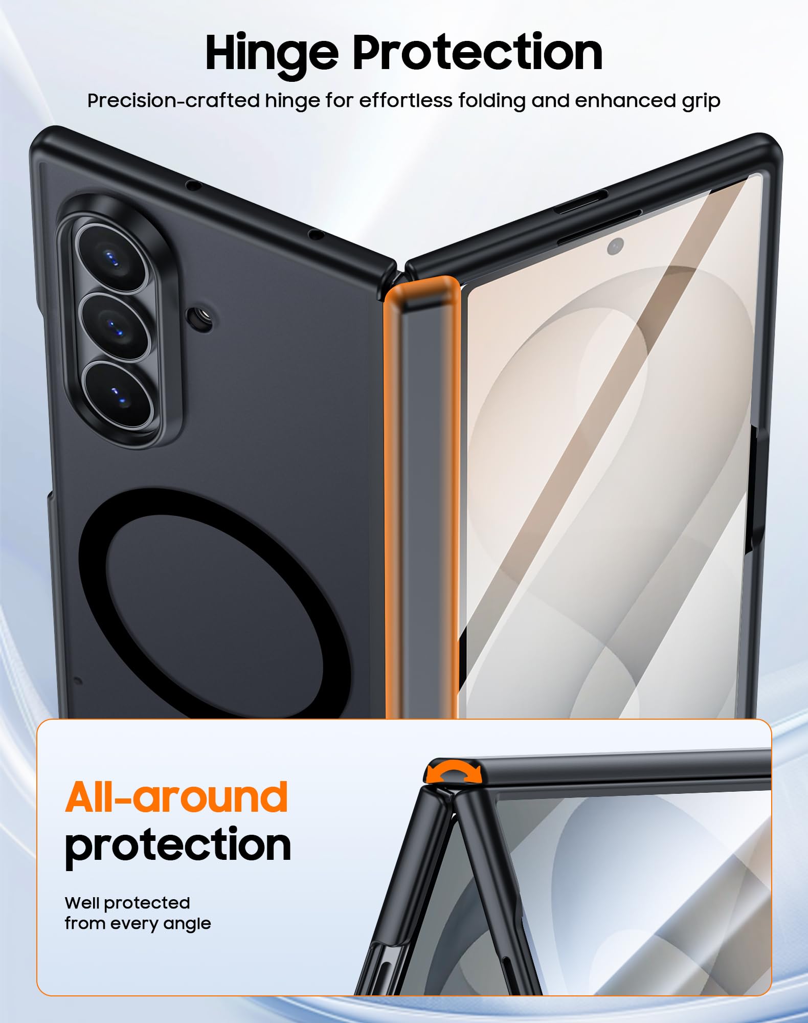 Vizvera Custodia trasparente per Samsung Galaxy Z-Fold-8 Ultra/Z Fold 7, con alimentazione magnetica, protezione per cerniera, sottile, pellicola protettiva antiurto, custodia per telefono per Z Fold