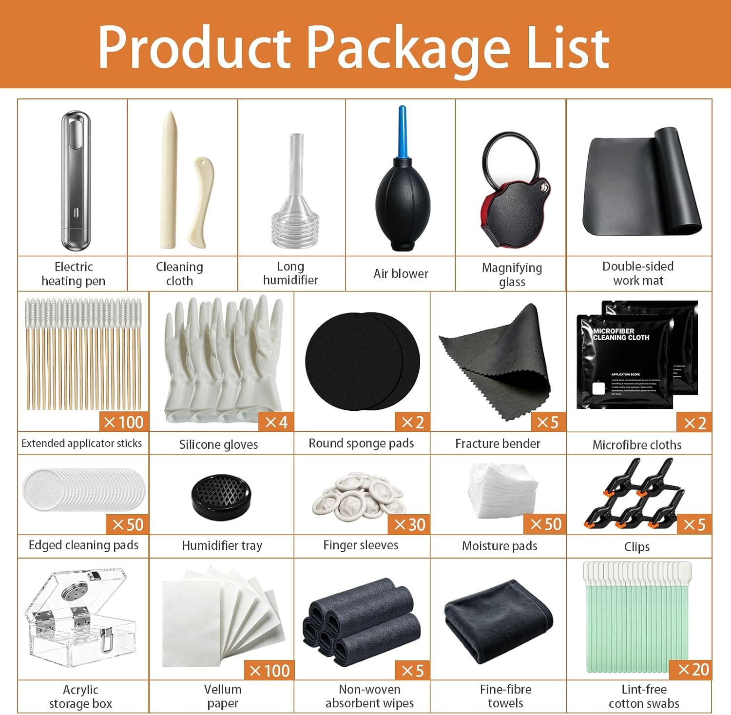 Card Cleaning Kit, Flattening Restoration Tool Kit with Heat Pen, Acrylic Moisturizing Box and Accessories, Suitable for Collectors to Clean, Protect and Repair Bent Cards