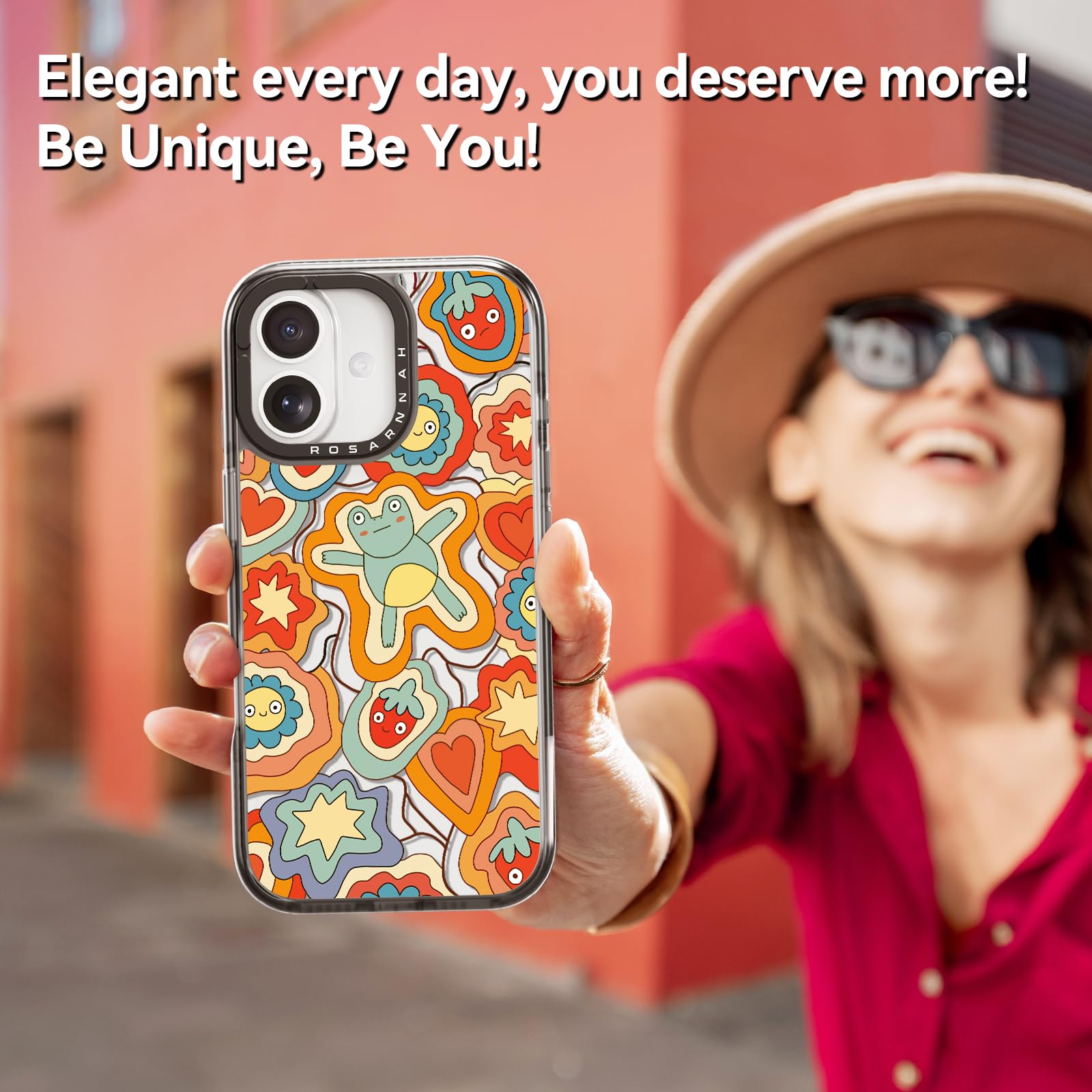 Rosarnnah 17BS - Funda compatible con iPhone – Funda duradera a prueba de golpes de impacto de caída de 6.5 pies – Diseño divertido de ensueño de rana negra para iPhone (6.1 pulgadas)