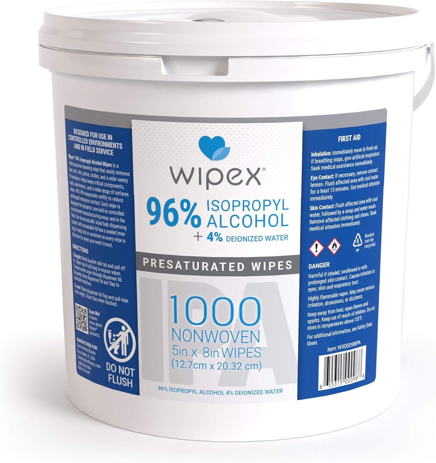 Wipex 96% Isopropyl Alcohol Wipes Electronic Wipes – 1000 Cleanrooms, Lab Alcohol Wipes, Electronic Cleaning Wipes for Sensitive Equipment, SMS Cloth Economy-Size – Bulk Alcohol Wipes (1 pack)