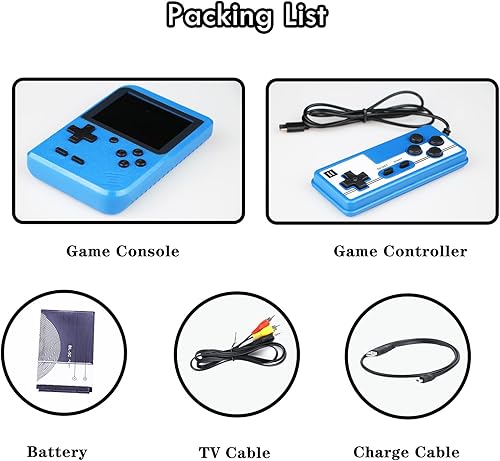 Miniatura 5 de Consola de juegos de mano retro, consola de videojuegos retro portátil con 500 juegos clásicos, pantalla de 3.0 pulgadas, batería recargable de 1020