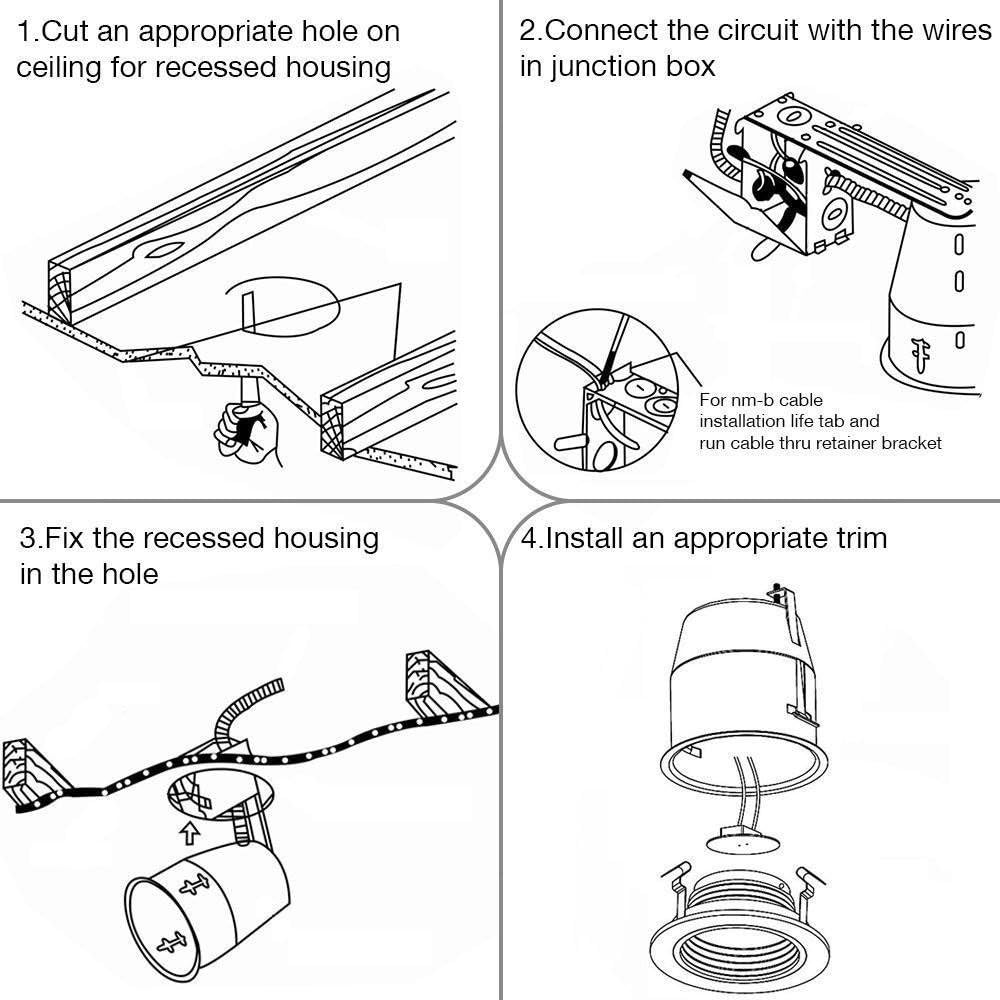 3" Inch Remodel Recessed LED Can, IC Rated (Insulation Contact), Airtight Rated Housing (at), Galvanized Body, Title 24 Compliant, UL Listed, 6 Pack