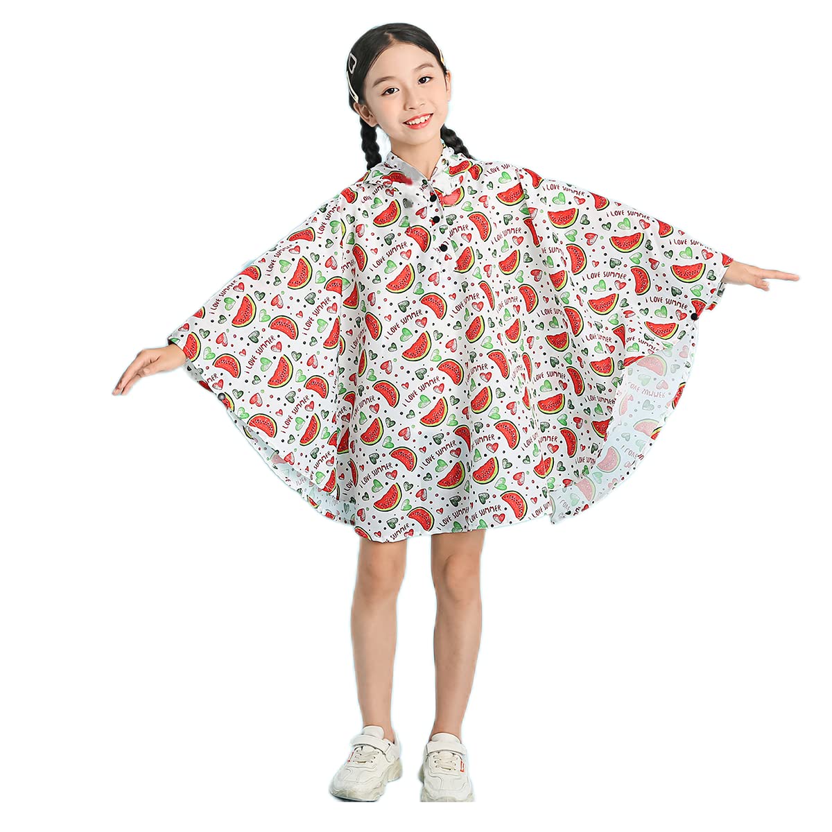Freesmily Kids Cute Raincoat Waterproof Rain Poncho Jacket Coat for Girls Boys