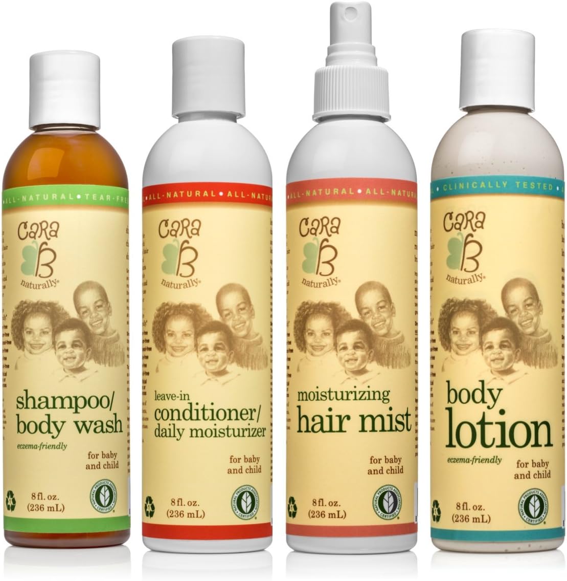 Head to Toe Bundle - Shampoo/Body Wash, Leave-In Conditioner/Daily Moisturizer, Moisturizing Hair Mist and Body Lotion – 8 ounces each