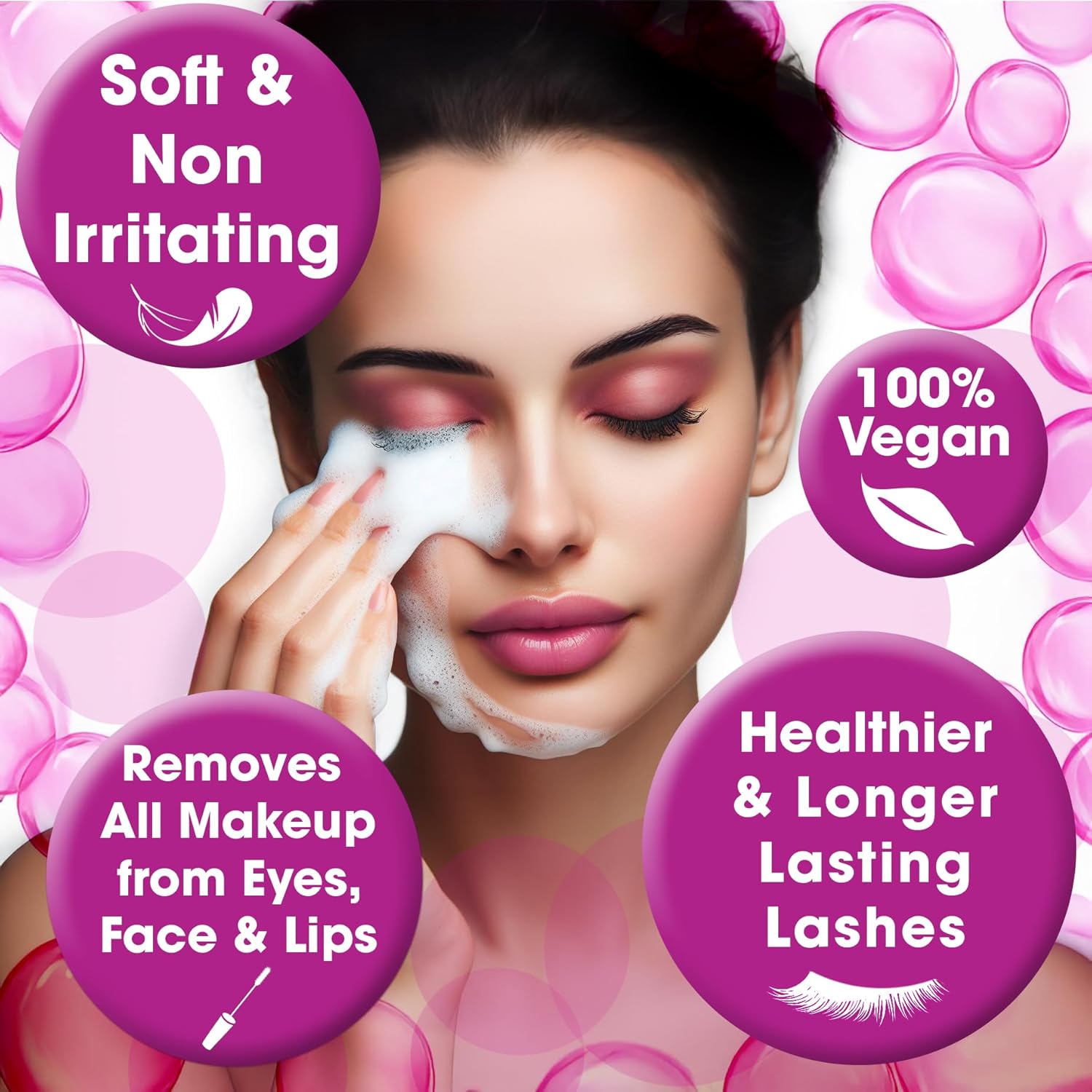 Multipack of 5 Lash Shampoo 2 Oz (60 mL) Bottles - Foaming Eyelash Extension Cleanser Trial Kit - Mixed Scents