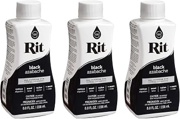 Rit Dye 43327 Purpose Liquid Dye, Black, 8 Fl Oz Three Pack