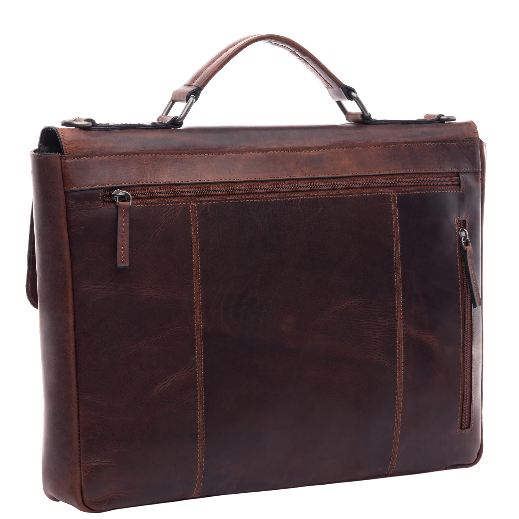 SID & VAIN große Aktentasche echt Leder - 15 Zoll Laptop Business-Tasche Adrian groß - Arbeitstasche Laptoptasche Herrentasche mit Laptop-Fach - Ledertasche Herren braun handgefertigt | Echtes Glattleder · Laptopfach 15 Zoll · Verstellbarer Schultergurt ·