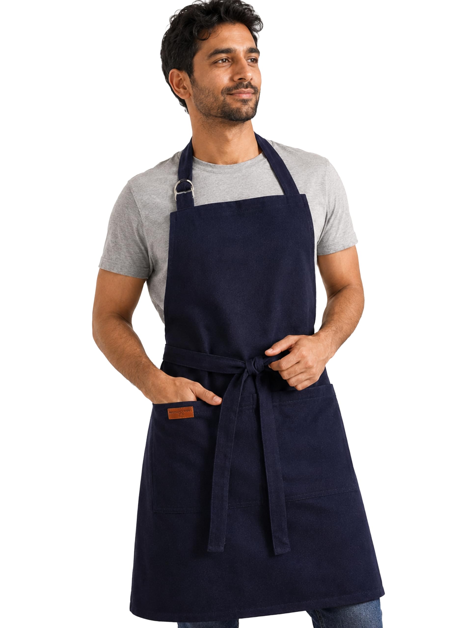 Kitchen Apron – 100% Cotton, Adjustable Neck strap, Large Pocket – Unisex Apron for Men & Women – Cooking, Baking, BBQ, Gardening – Solid Colours, Striped and Checkered Patterns-image-12