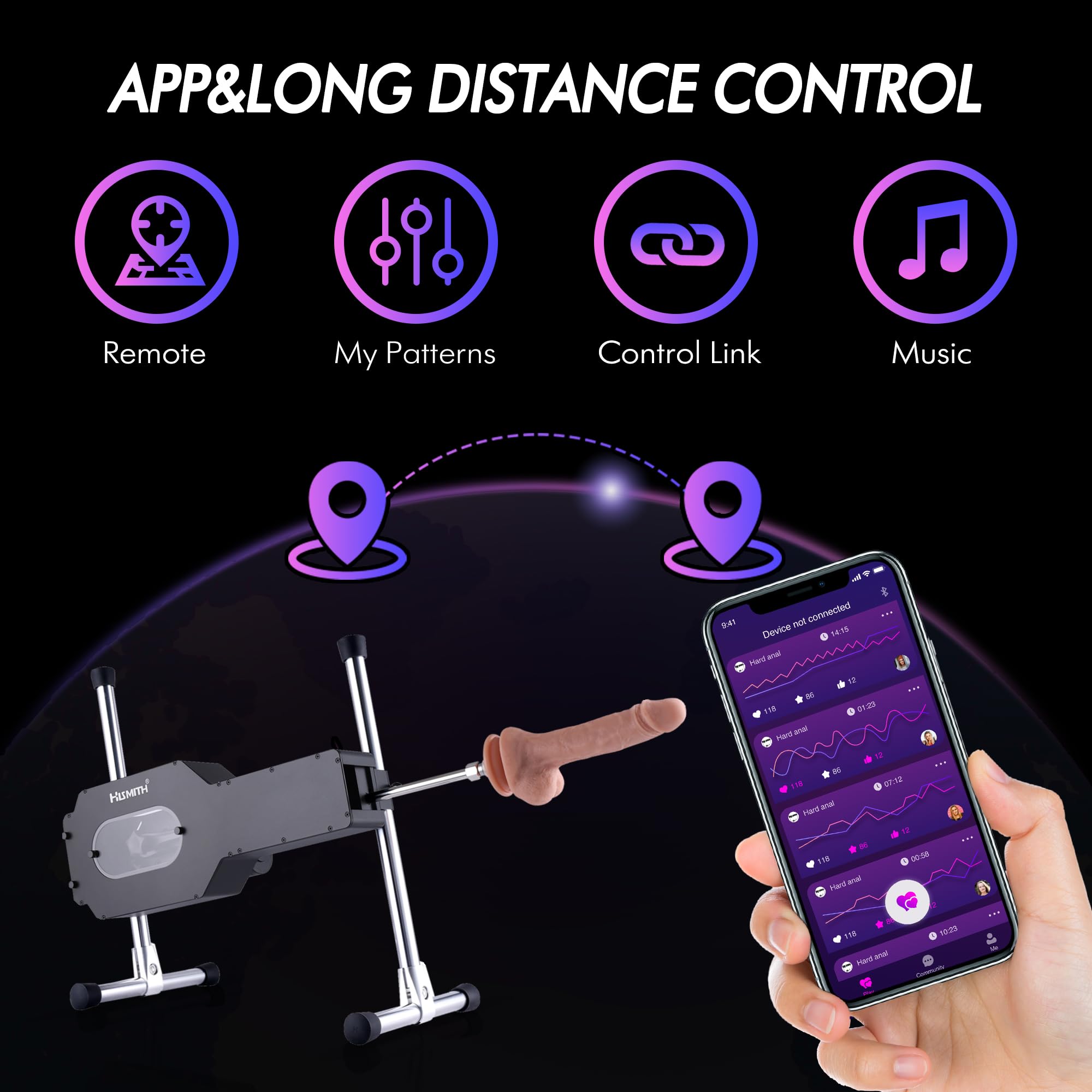 Hismith Premium 3.0 Pro, Sex Machine with KlicLok System, Wire and Intelligent APP Controlled Love Machine with Dildo,Purple