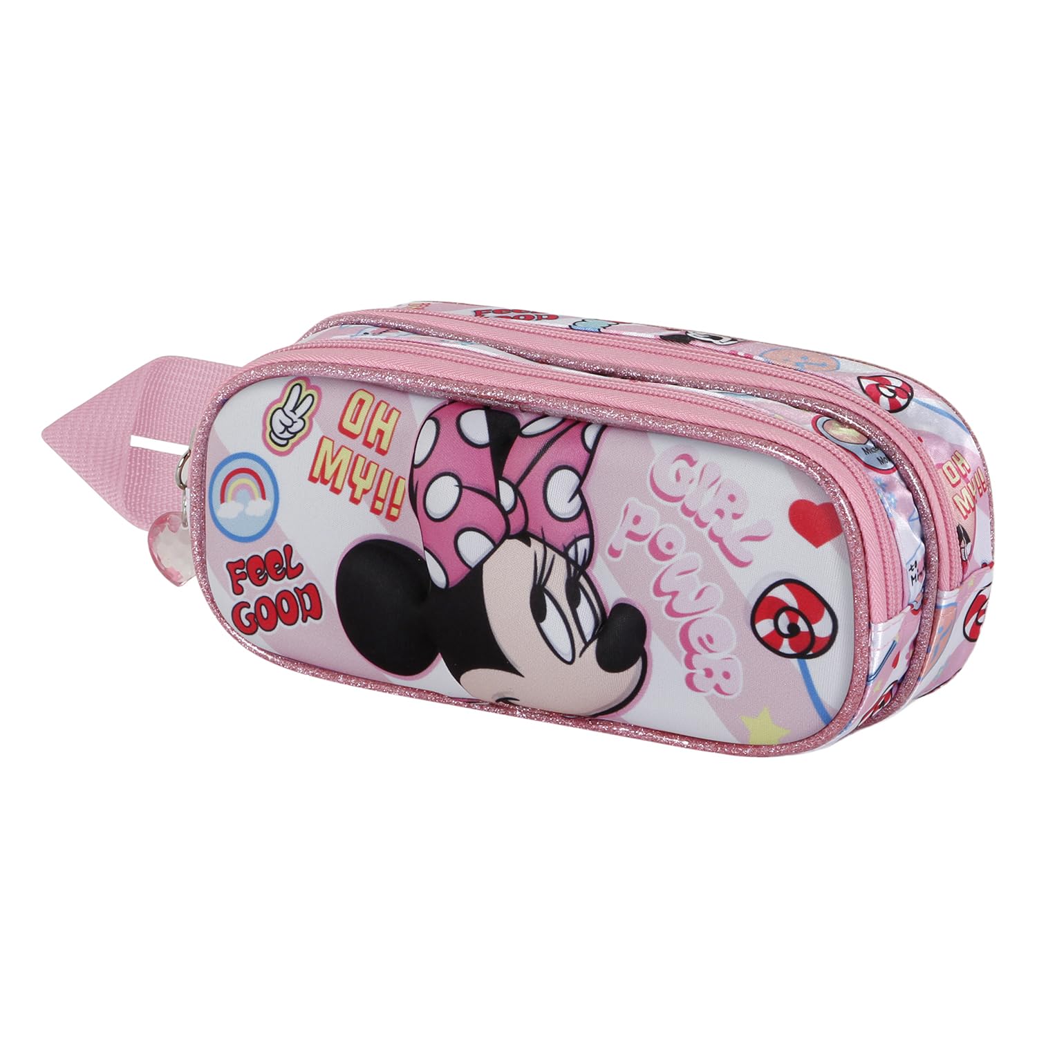Disney Minnie Mouse Power-3D Double Pencil Case, Pink, 22 x 9.5 cm