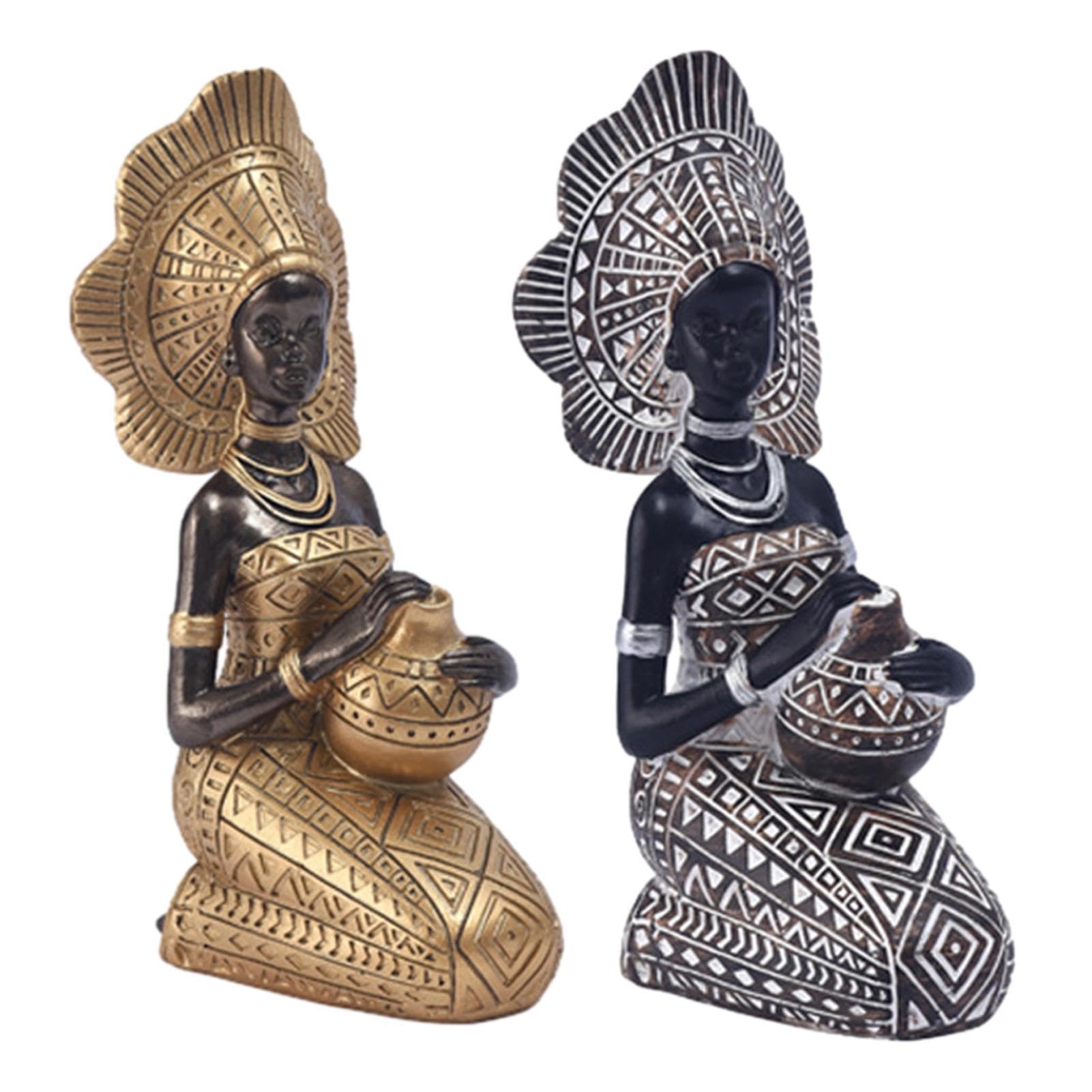 Nupaque Women's 01+02 African Lady Figurines | Statue Ornaments For Home Decor | Gifts For Mum/Friends