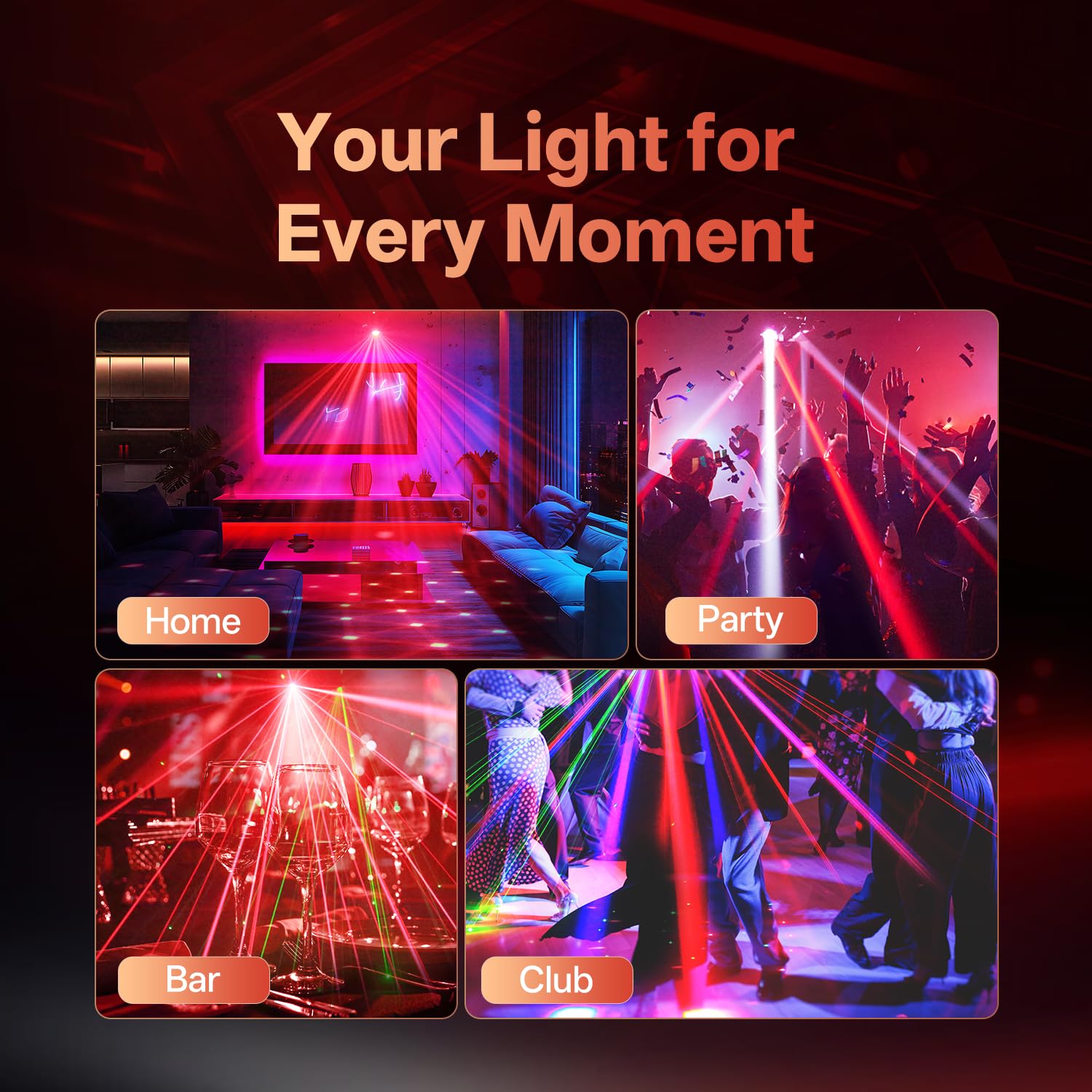 1 PCS 120W Teste Mobili Luce DJ Luci da Discoteca,LED RGBW DMX512 4 IN 1 Canali Stage Light,4 Bracci Palco Luce di Scena con Telecomando,Effetti Stroboscopio per DJ Bar Festa Club Matrimonio Palco
