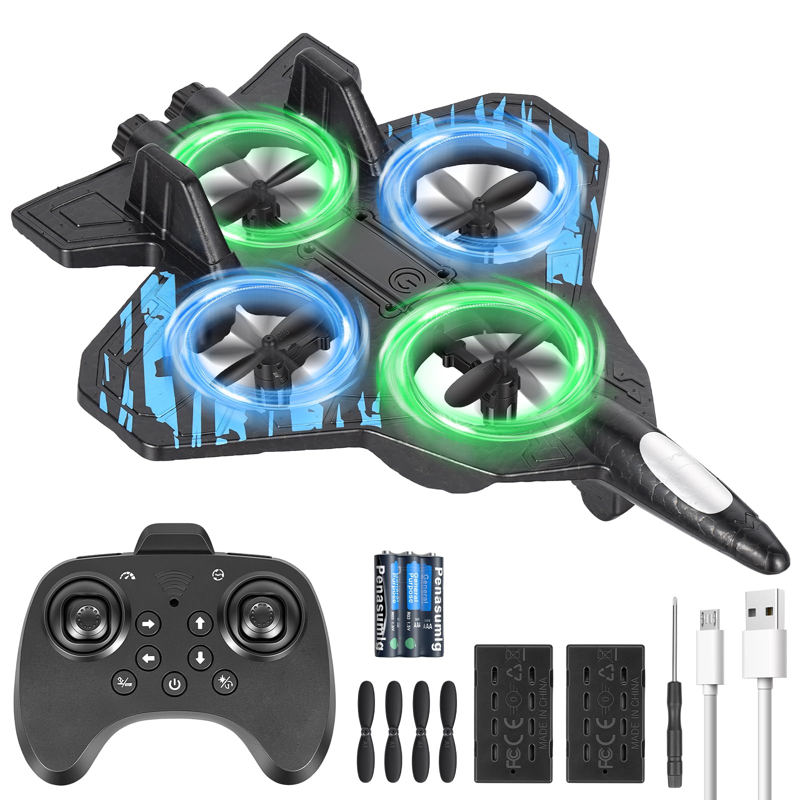 Mini Drohne für Kinder,RC Flugzeug Spielzeug Quadrocopter Drone für Kinder und Anfänger mit 2 Akkus,Ein-Knopf Start/Landung,360°-Flips,Geschenk für Jungen Mädchen