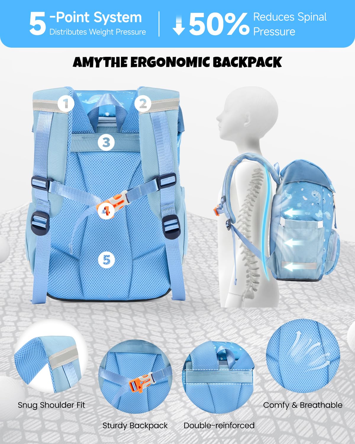Amythe Mochila Ergonómica Niño 1° Escuela Aire Libre