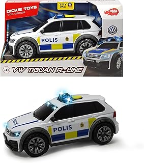 Dickie Toys 203714013033 - Svensk VW Tiguan R-Line Polisbil med frihjul, ljus och ljud - 25 cm, Från 3 år, Batterier Ingår - Amazon Deal & Rabatt