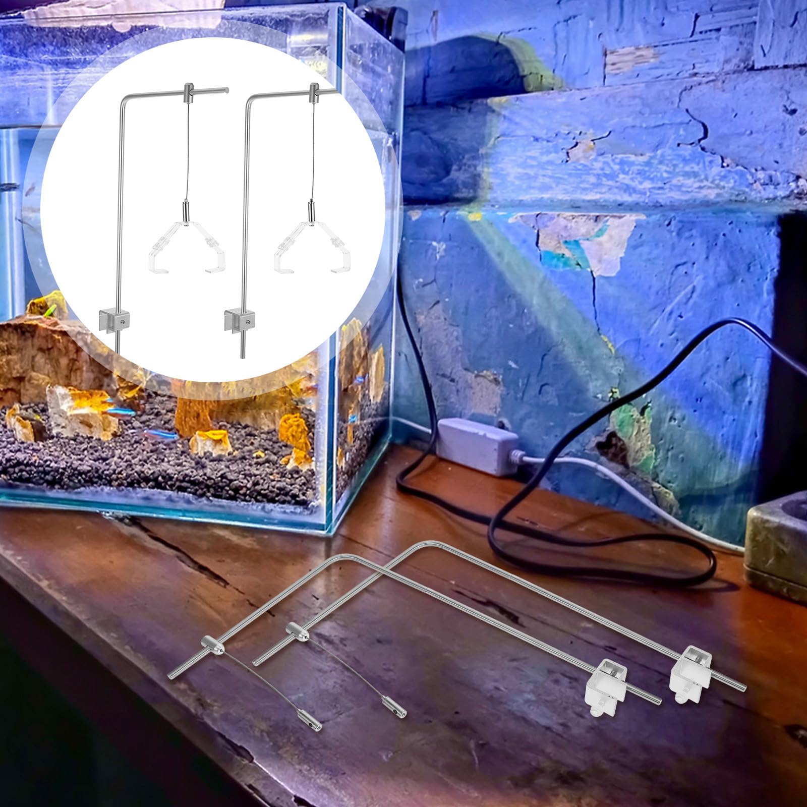 Toddmomy 2-częściowy Regulowany Uchwyt Na Lampę Akwariową Ze Stopu Aluminium, Uchwyt Na Lampę Do Akwarium, Do Zbiorników Słodkowodnych I Morskich, Łatwa Instalacja