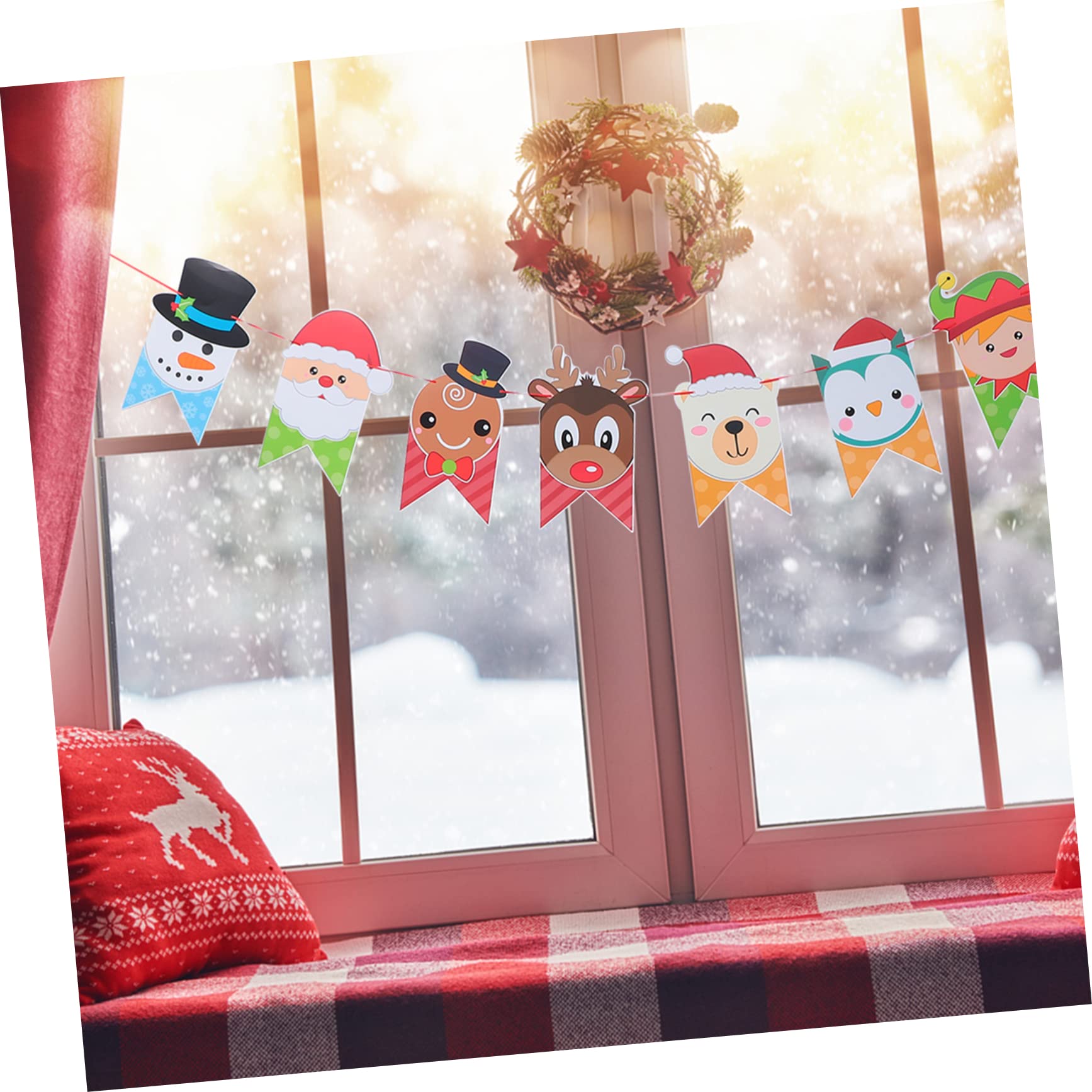 Decorazione Natalizia Ghirlanda Bandierine Di Carta - Per Finestre, Camino, Ufficio, Festa Bambini