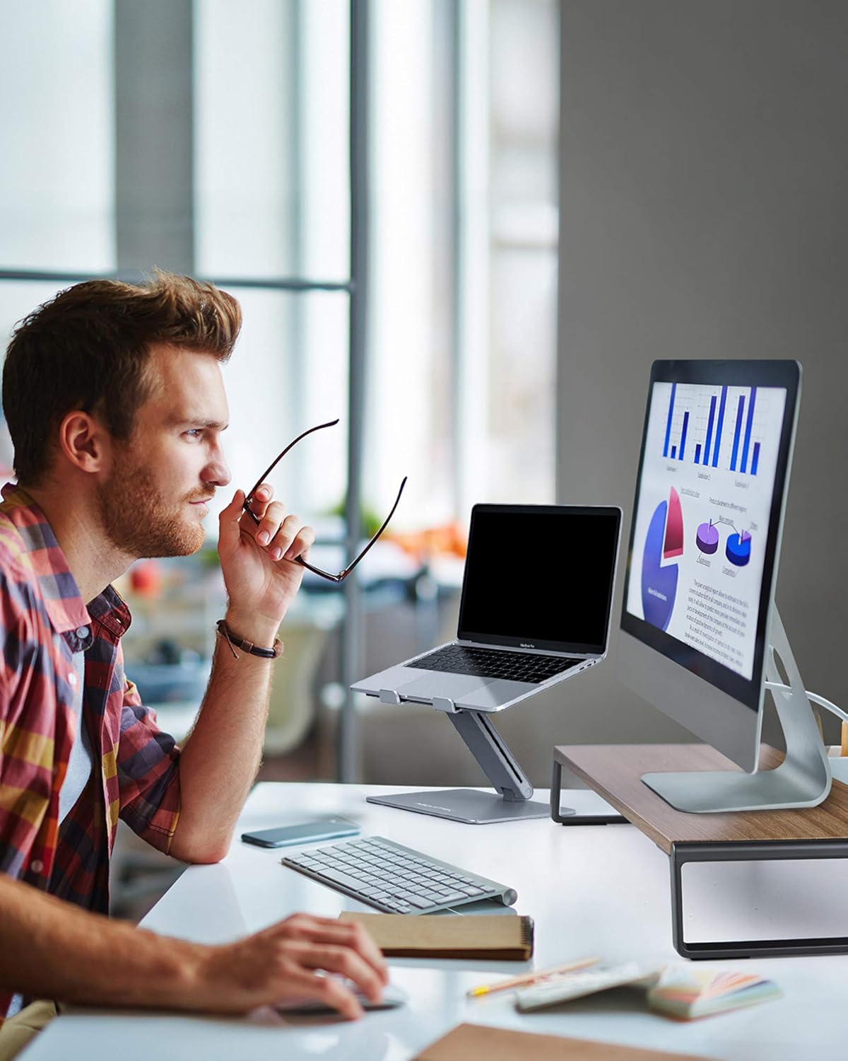 Onе-Dау Sаlе: Uр tо 70% оƒƒ AboveTEK Monitor Stand Riser with Metal Feet for Computer Laptop iMac TV LCD Display Printer, Computer Riser with Desk Storage 20 x 9.45 inch Office Supplies Platform Save Space-Walnut