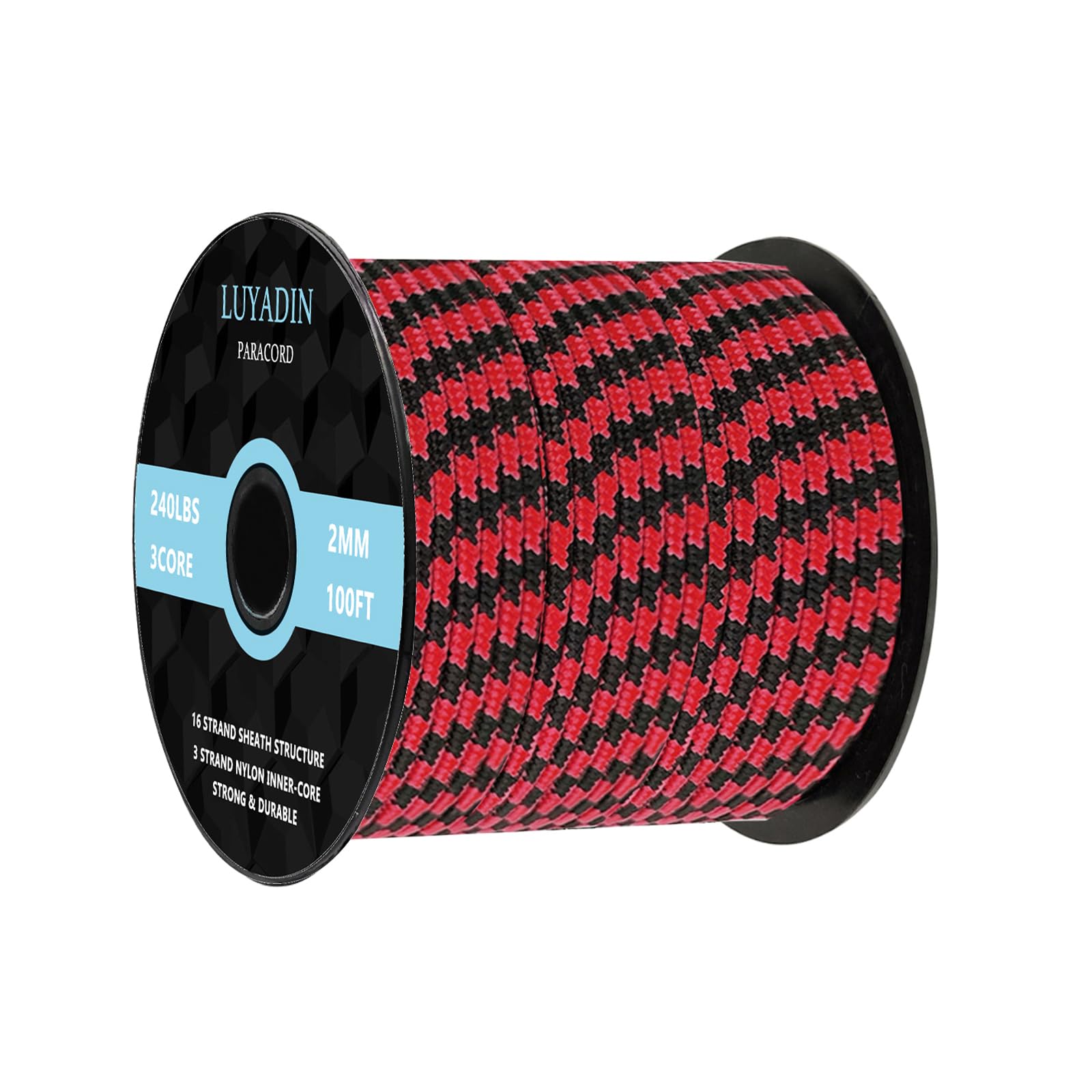 LUYADIN Paracord 240lb - Diameter 2mm Micro Utility Cord -3 Strand Parachute Spool Cord - 100ft 200ft,Paracord for Camping,Hiking,Fishing,Outdoor and DIY — image 1